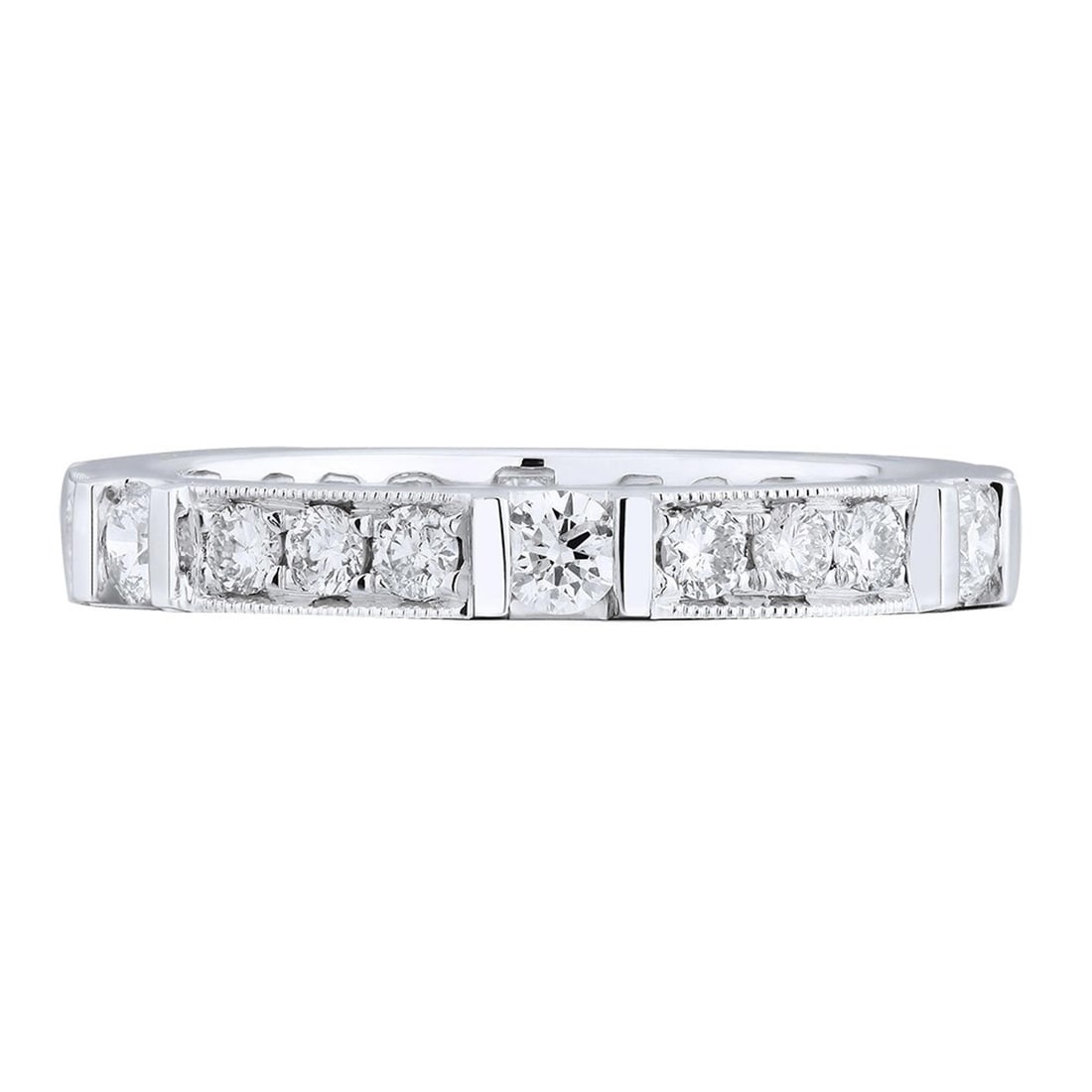 Rachel Koen 18K White Gold Pave Diamond Wedding Band 0.77ct Size 6.5: Rachel Koen 18K White Gold Pave Diamond Wedding Band 0.77ct Size 6.5 This elegant wedding band ring, crafted in luxurious 18K white gold, features a stunning pave setting adorned with sparkling round