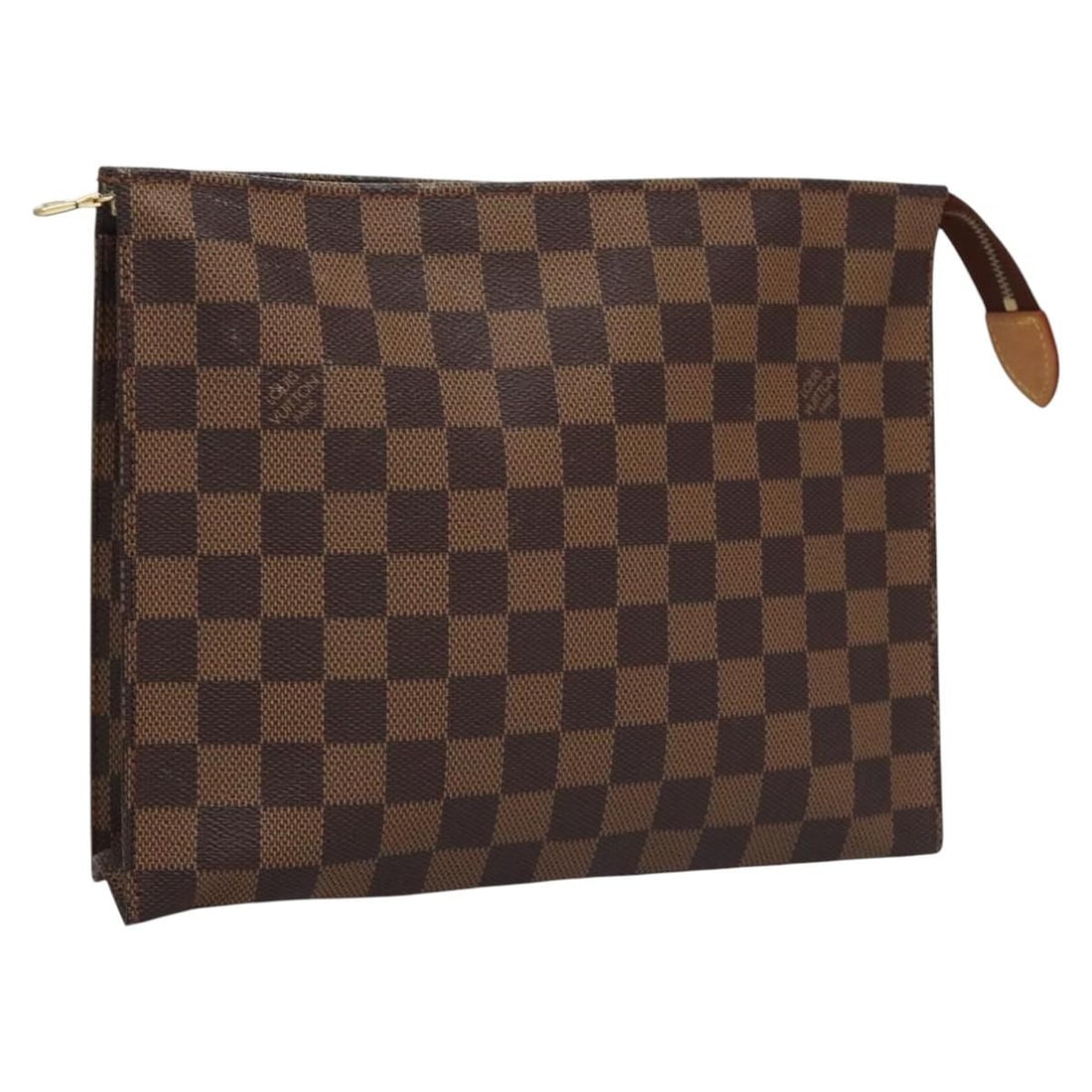 LOUIS VUITTON Damier Ebene Poche Toilette 26 Pouch N47543 France: LOUIS VUITTON Damier Ebene Poche Toilette 26 Pouch N47543 France The LOUIS VUITTON Damier Ebene Poche Toilette 26 Pouch is a stylish and practical accessory, crafted from durable Damier Ebene canvas.