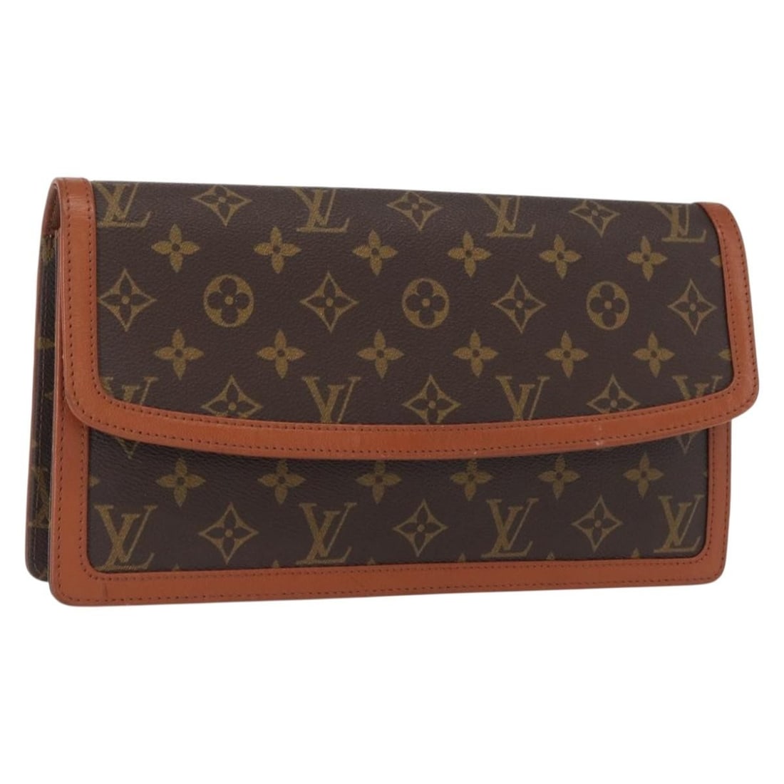 Louis Vuitton Pochette GM Brown Clutch Bag: Louis Vuitton Pochette GM Brown Clutch Bag This pre-owned Louis Vuitton Pochette GM clutch bag is designed for women and features a brown exterior. The bag displays signs of use, including slight rubb