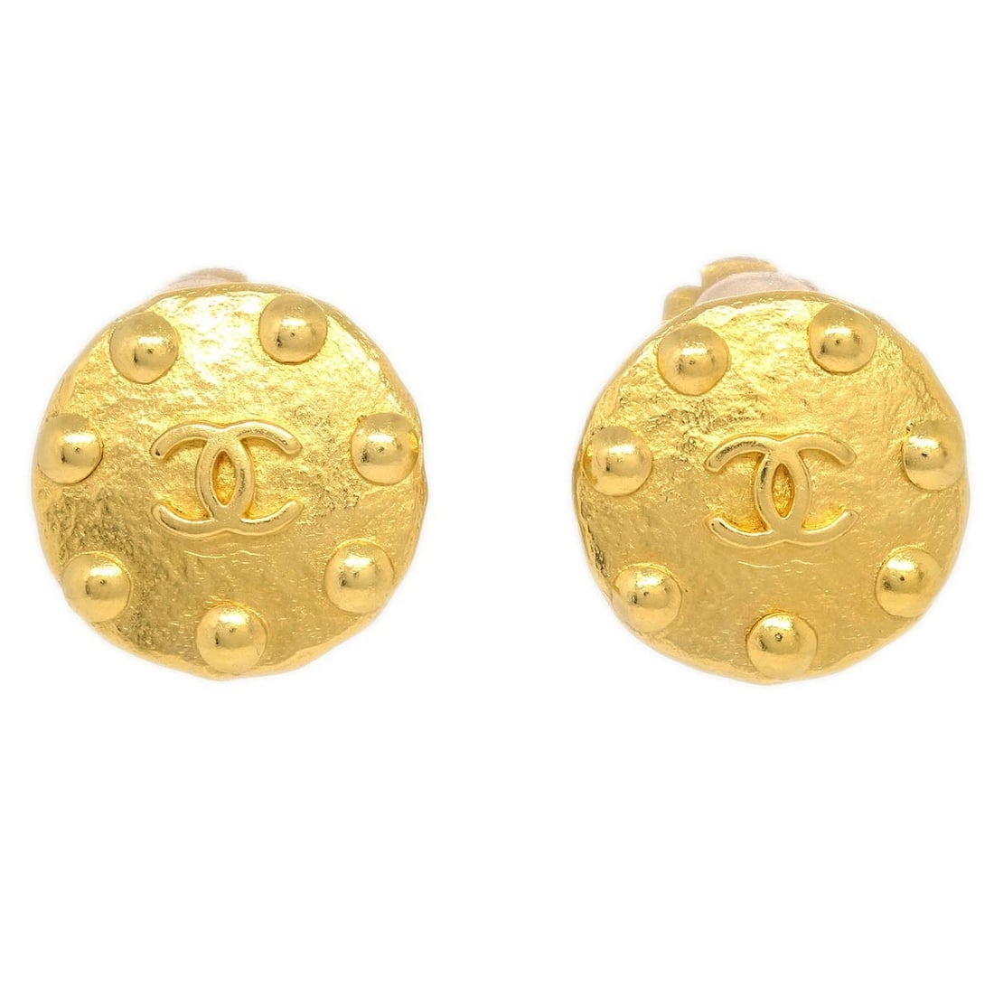 Gold Tone Chanel CC Logo Round Earrings: Gold Tone Chanel CC Logo Round Earrings These Chanel CC round earrings feature a classic design in a gold tone. They are in excellent, un-used condition with no odor. Designed for women, these earring