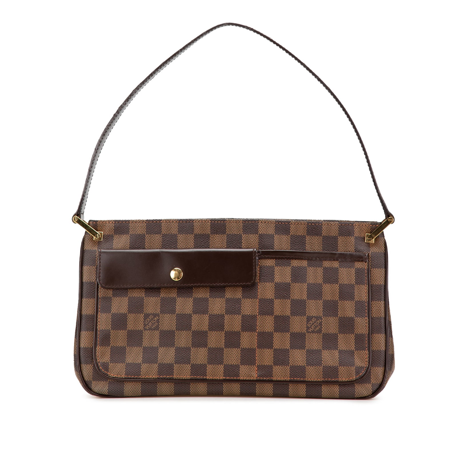 Louis Vuitton Damier Ebene Aubagne Brown Canvas Bag: Louis Vuitton Damier Ebene Aubagne Brown Canvas Bag The Louis Vuitton Damier Ebene Aubagne bag showcases a classic damier ebene canvas body with luxurious leather trim. It features a flat leather stra