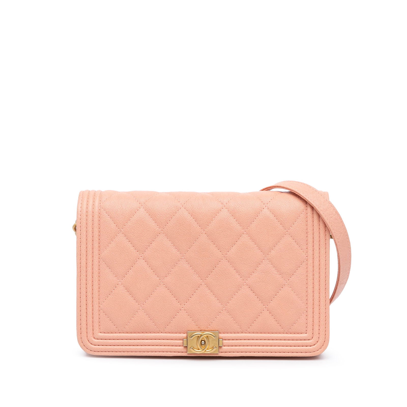 Chanel Boy Wallet on Chain Pink Quilted Caviar Leather (1 of 12)