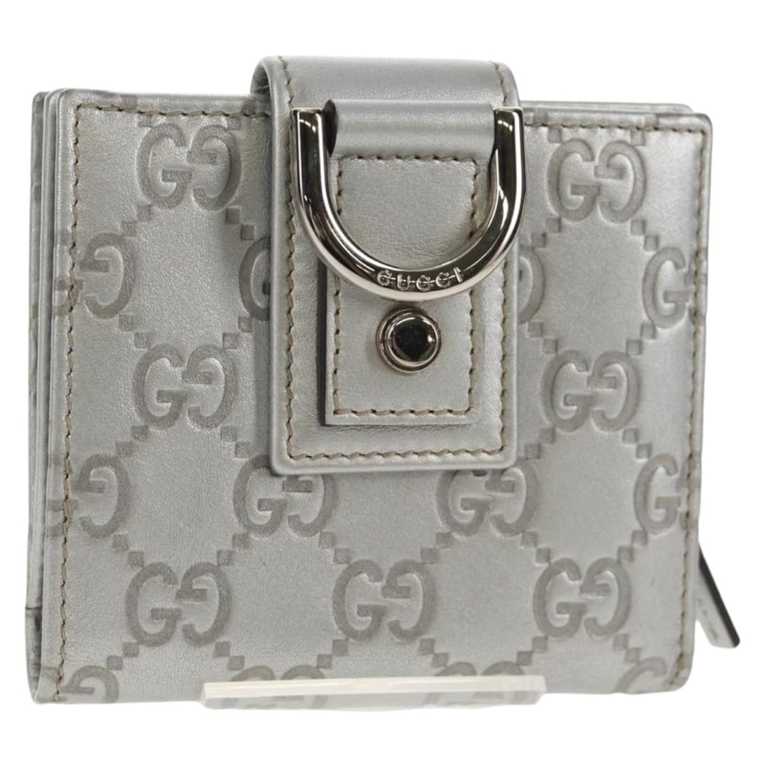 GUCCI GG Canvas Abbey Bifold Wallet Silver Leather 154205 Auth (1 of 18)