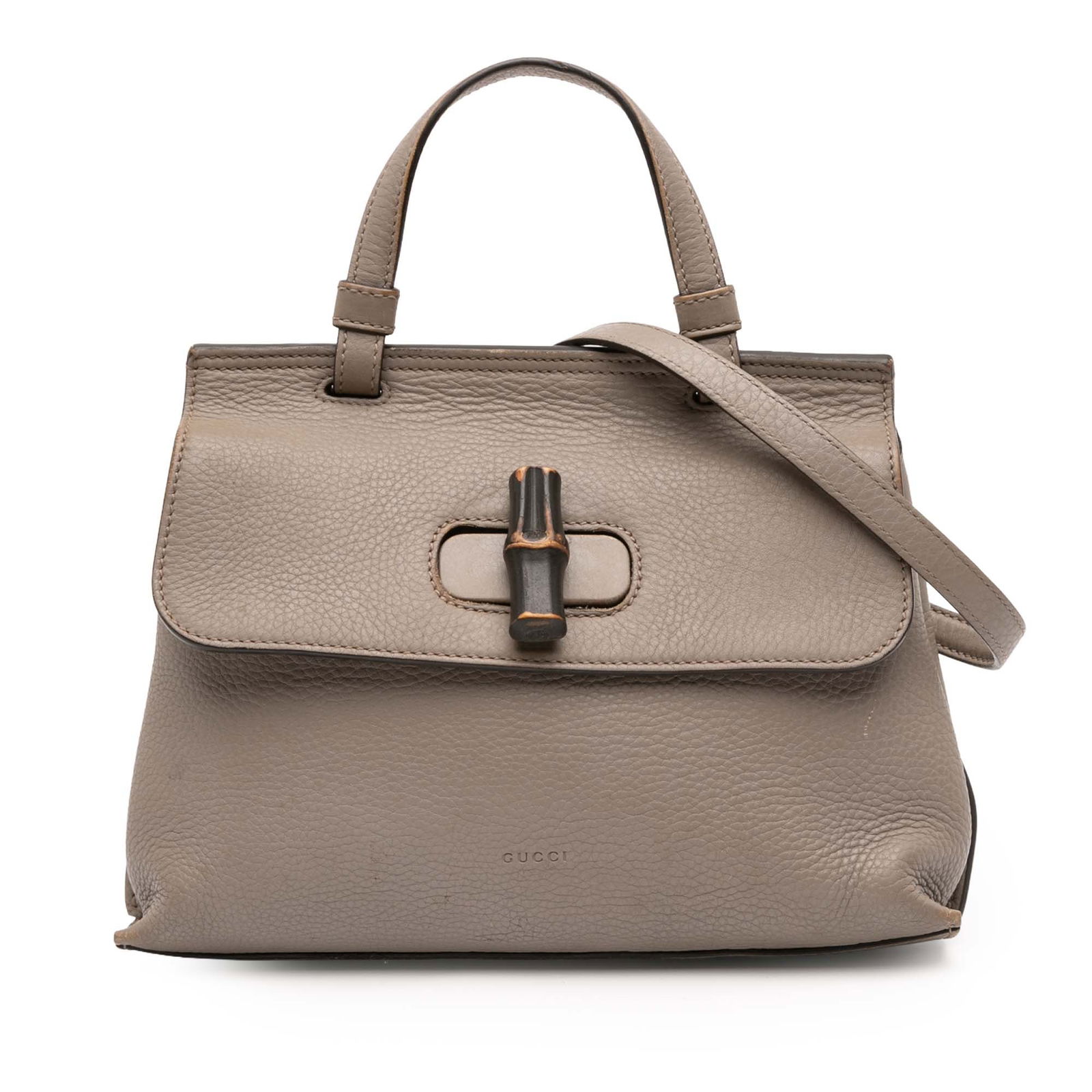 Gucci Small Leather Bamboo Daily Satchel Brown Italy (1 of 8)