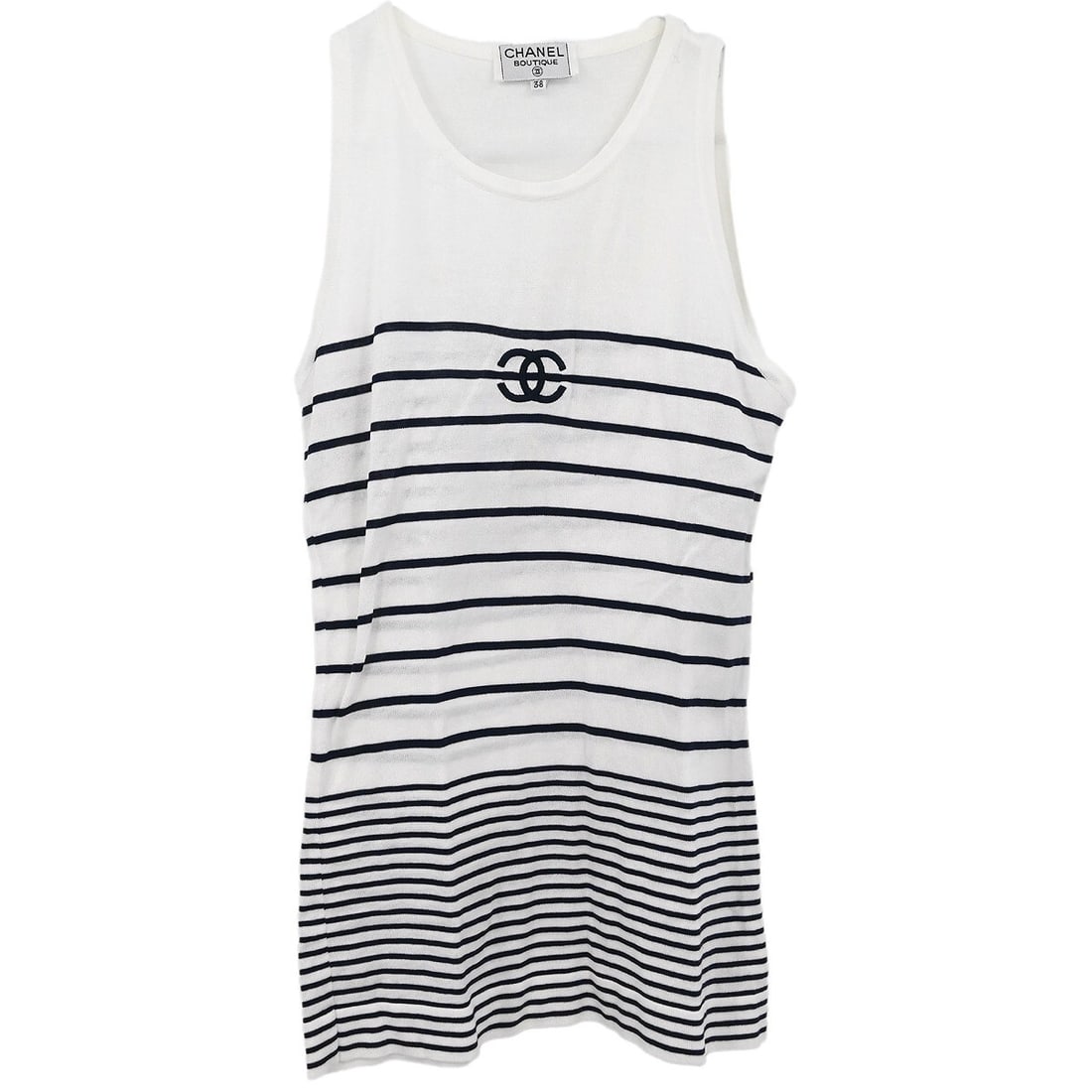 Chanel White Sleeveless Tank Top Size 38 Cotton (1 of 10)