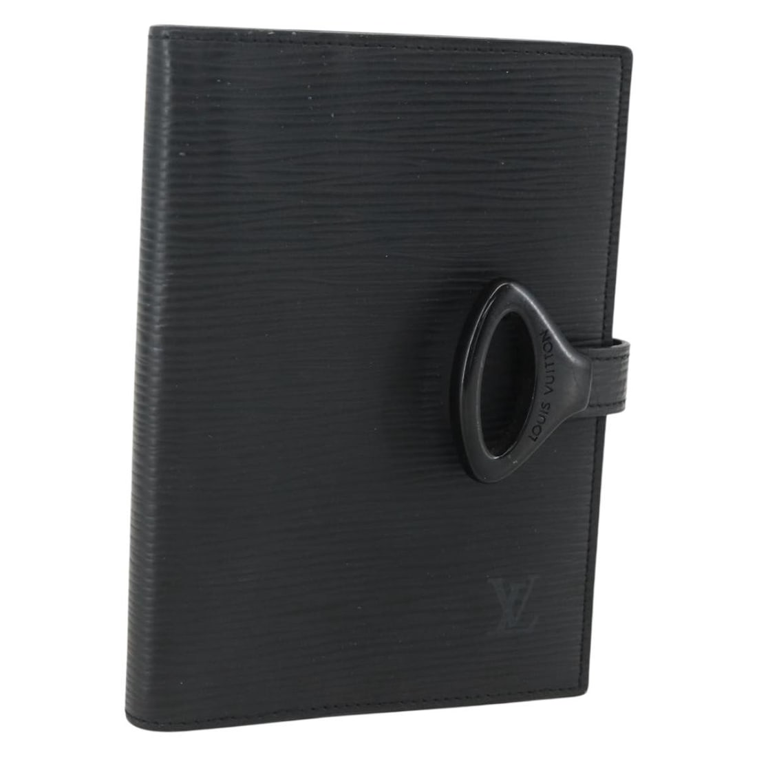 Epi Z Day Planner Cover by Louis Vuitton in Black: Epi Z Day Planner Cover by Louis Vuitton in Black This pre-owned Louis Vuitton Epi Z Agenda PM Day Planner Cover features a black textured exterior and is designed for female users. It shows signs of