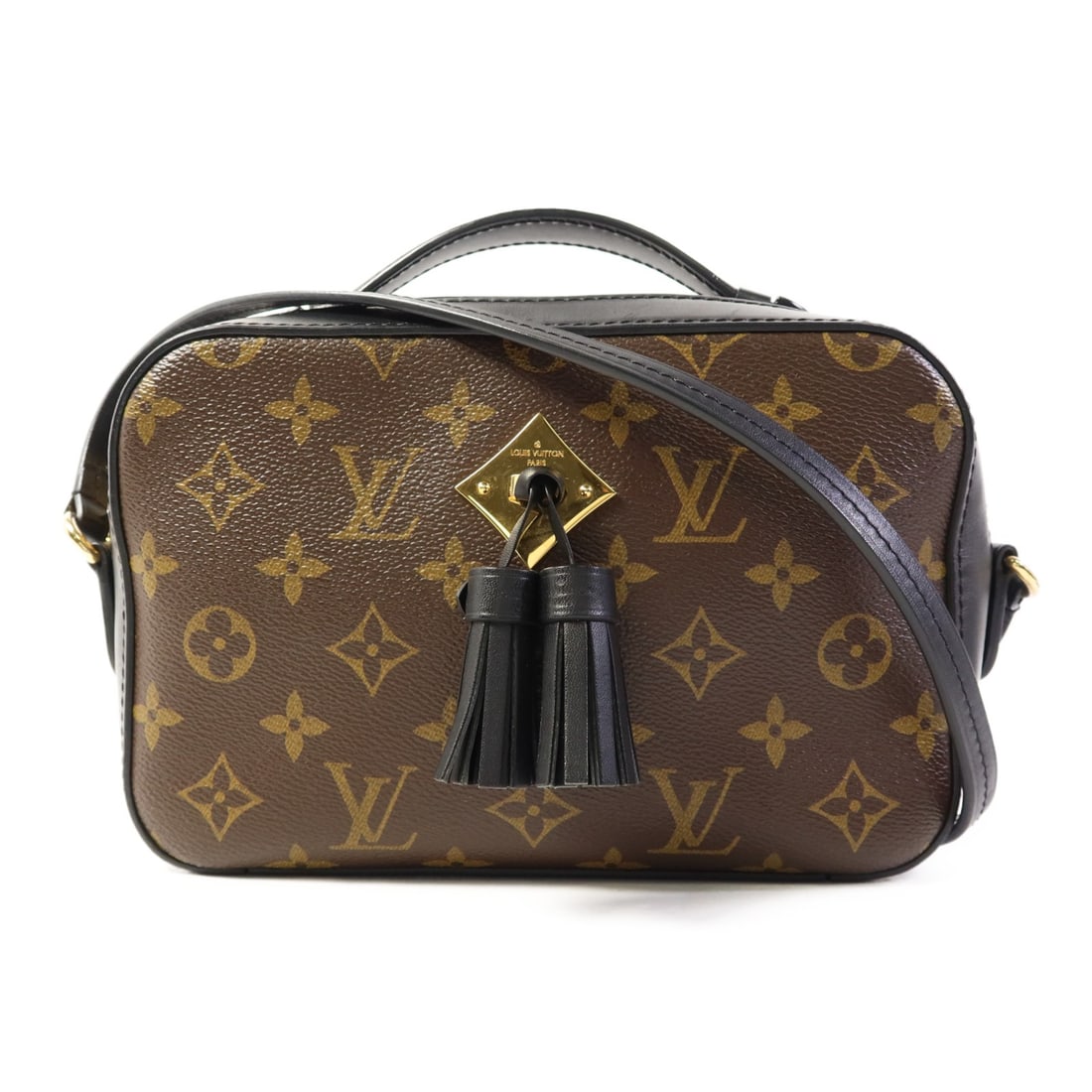 LOUIS VUITTON Saintonge Shoulder Bag M43555 Monogram Brown/Black: LOUIS VUITTON Saintonge Shoulder Bag M43555 Monogram Brown/Black This Louis Vuitton Saintonge Shoulder Bag (M43555) is a stylish 2-way shoulder bag crafted from durable PVC coated canvas. The exterior