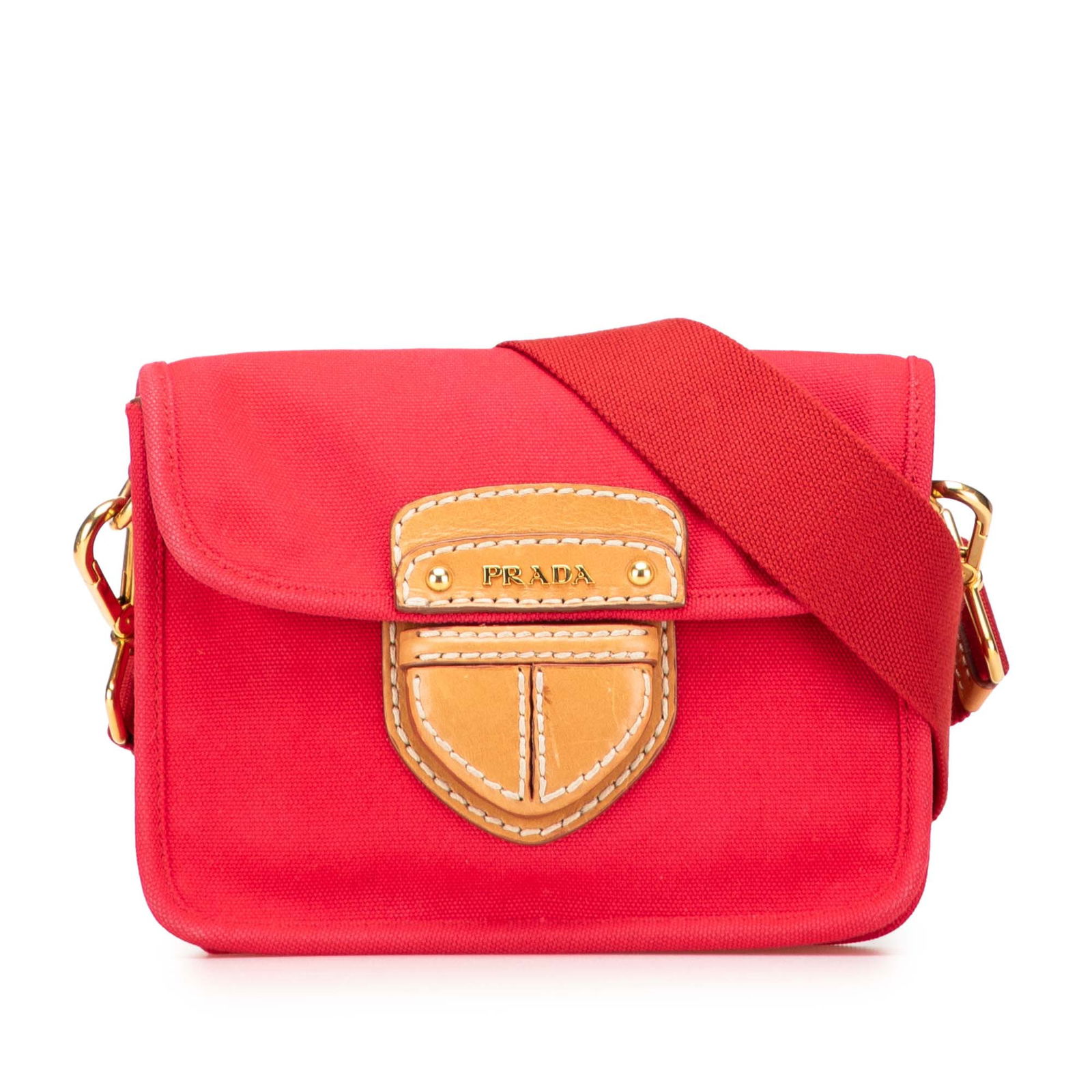 Prada Canapa Righe Red Canvas Crossbody Bag: Prada Canapa Righe Red Canvas Crossbody Bag The Prada Canapa Righe Crossbody bag is a stylish and functional accessory crafted from durable canvas. It features an adjustable flat canvas strap for comf