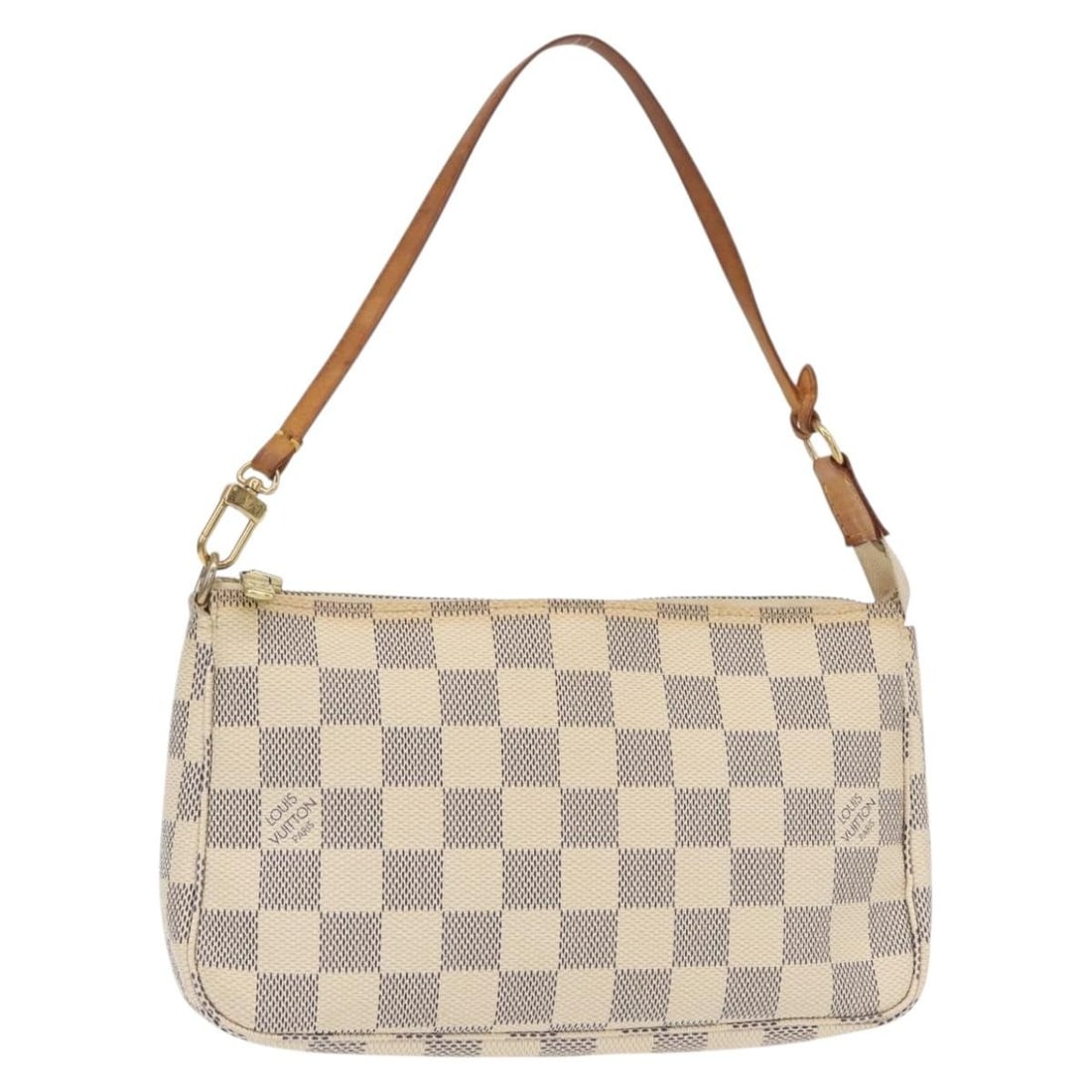 Pre-owned Louis Vuitton Multicolour Pochette Accessoires Handbag: Pre-owned Louis Vuitton Multicolour Pochette Accessoires Handbag This pre-owned Louis Vuitton Damier Azur Pochette Accessoires features a multicolour design and is crafted for female use. The bag is i