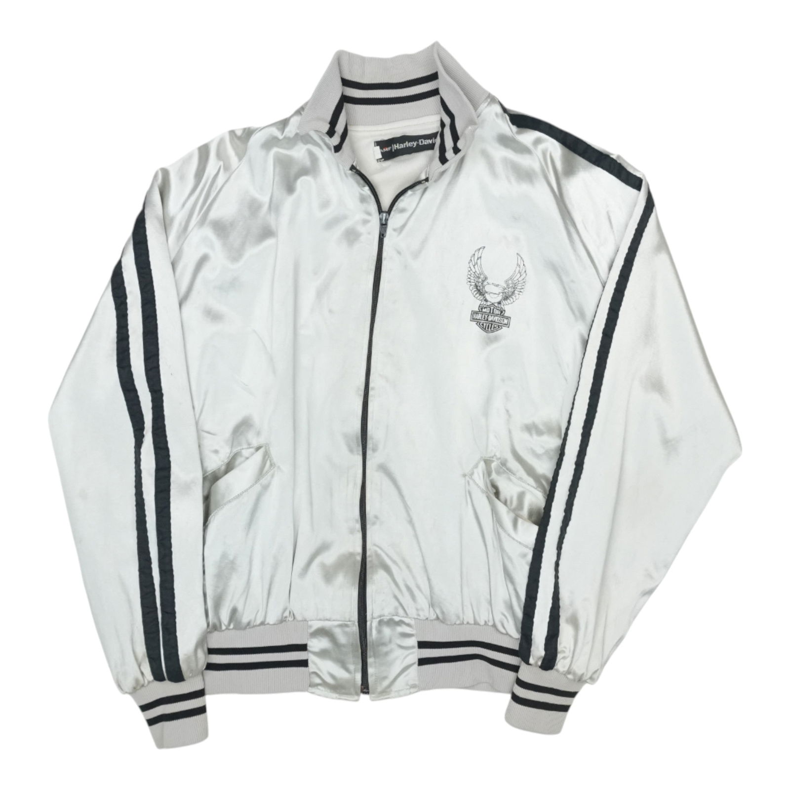 Vintage 1980s Harley Davidson AMF Silver Jacket Large (1 of 6)