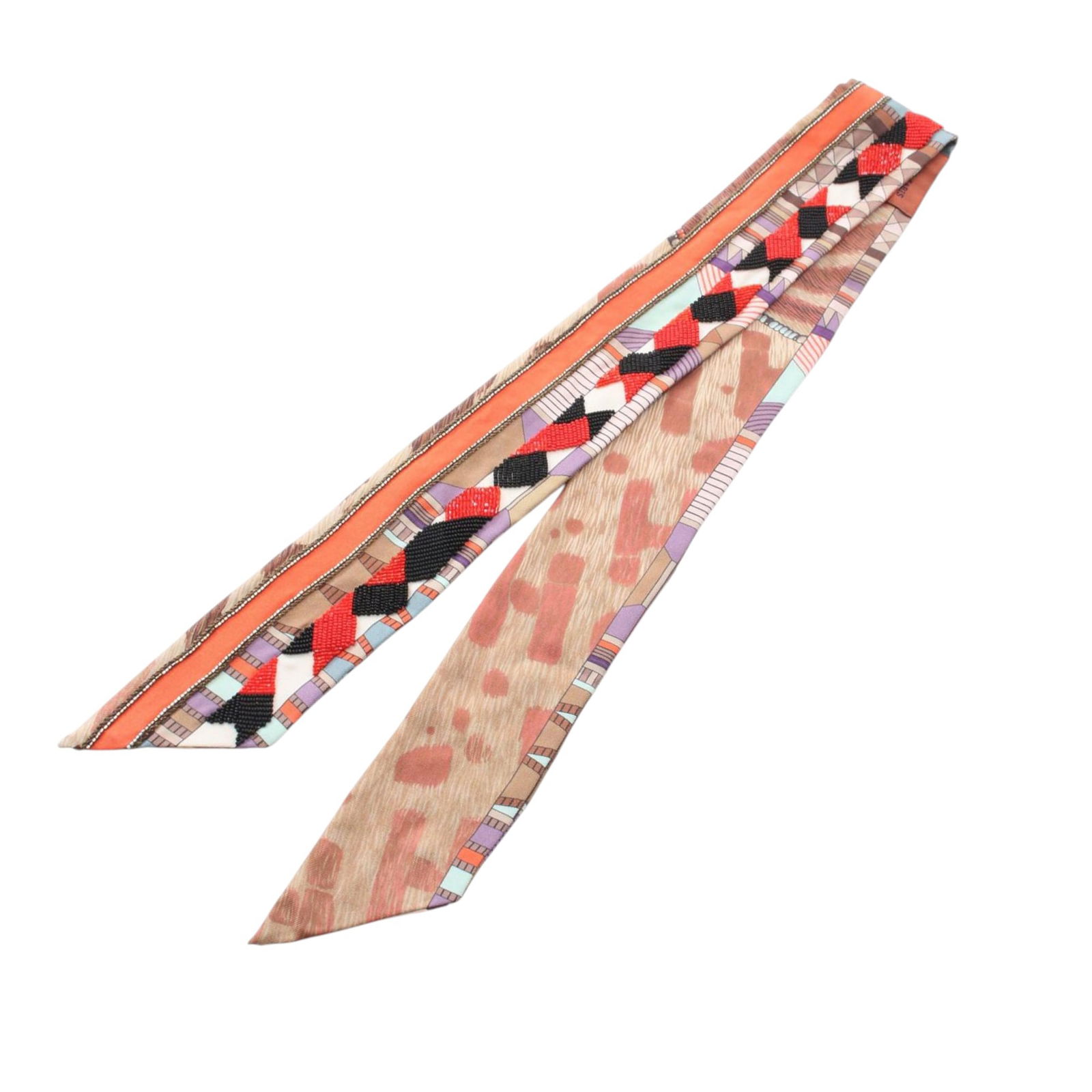 Hermes Silk Twilly Scarf with Beaded Pelages et Camouflage Motif (1 of 6)