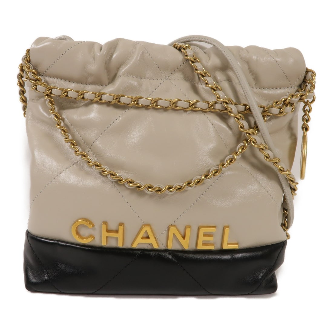 CHANEL Mini 22 Chain Shoulder Bag Gray Lambskin Leather GHW (1 of 13)