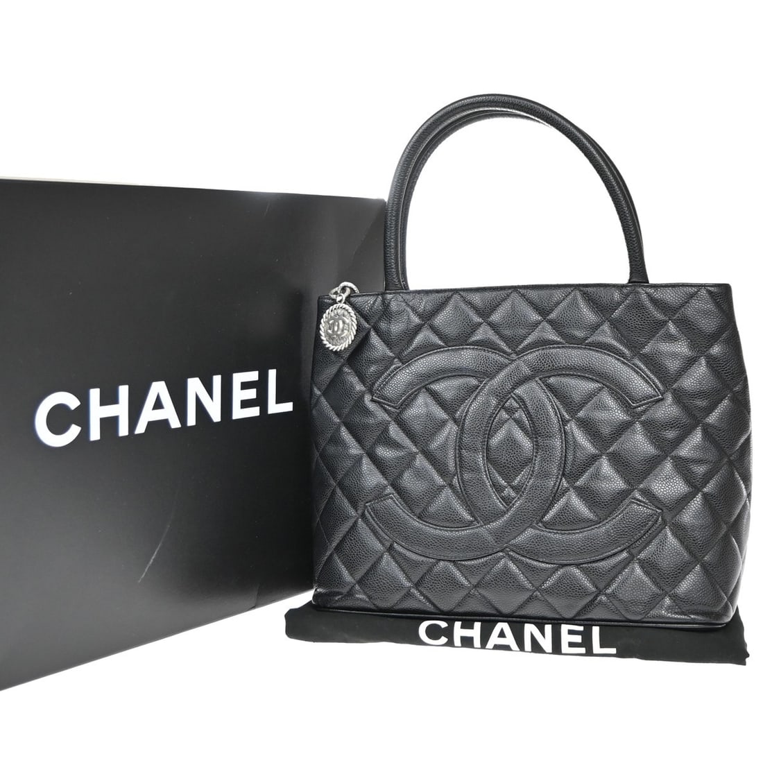 Chanel Black Matelasse Medallion Tote Shoulder Bag (1 of 1)