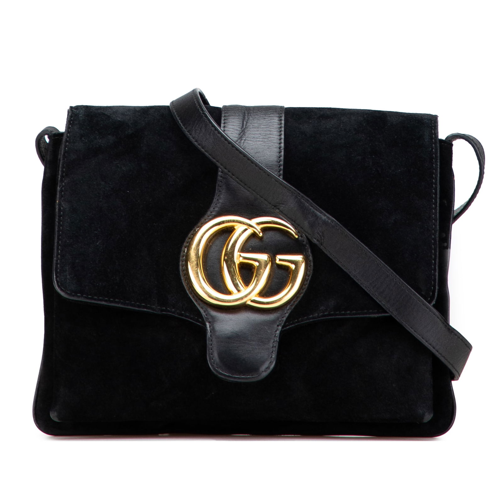Gucci Medium Suede Arli Crossbody Bag Black Leather Trim (1 of 10)