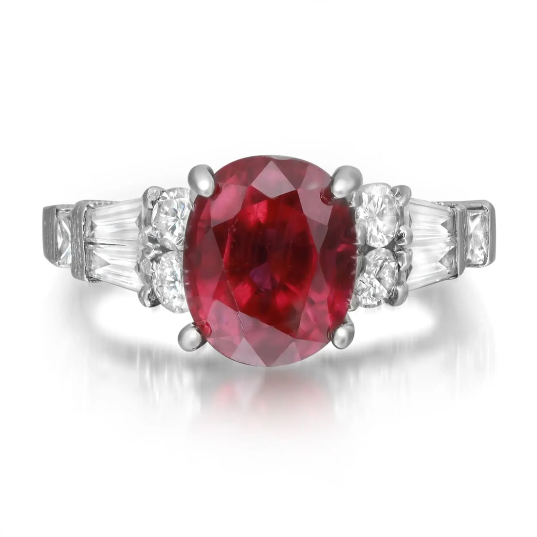 Rachel Koen 14K White Gold Ruby Diamond Cocktail Ring 3.15Ctw 0.75Ctw Size 5: Rachel Koen 14K White Gold Ruby Diamond Cocktail Ring 3.15Ctw 0.75Ctw Size 5 Elevate your jewelry collection with this stunning cocktail ring by Rachel Koen. Crafted from lustrous 14K white gold, this