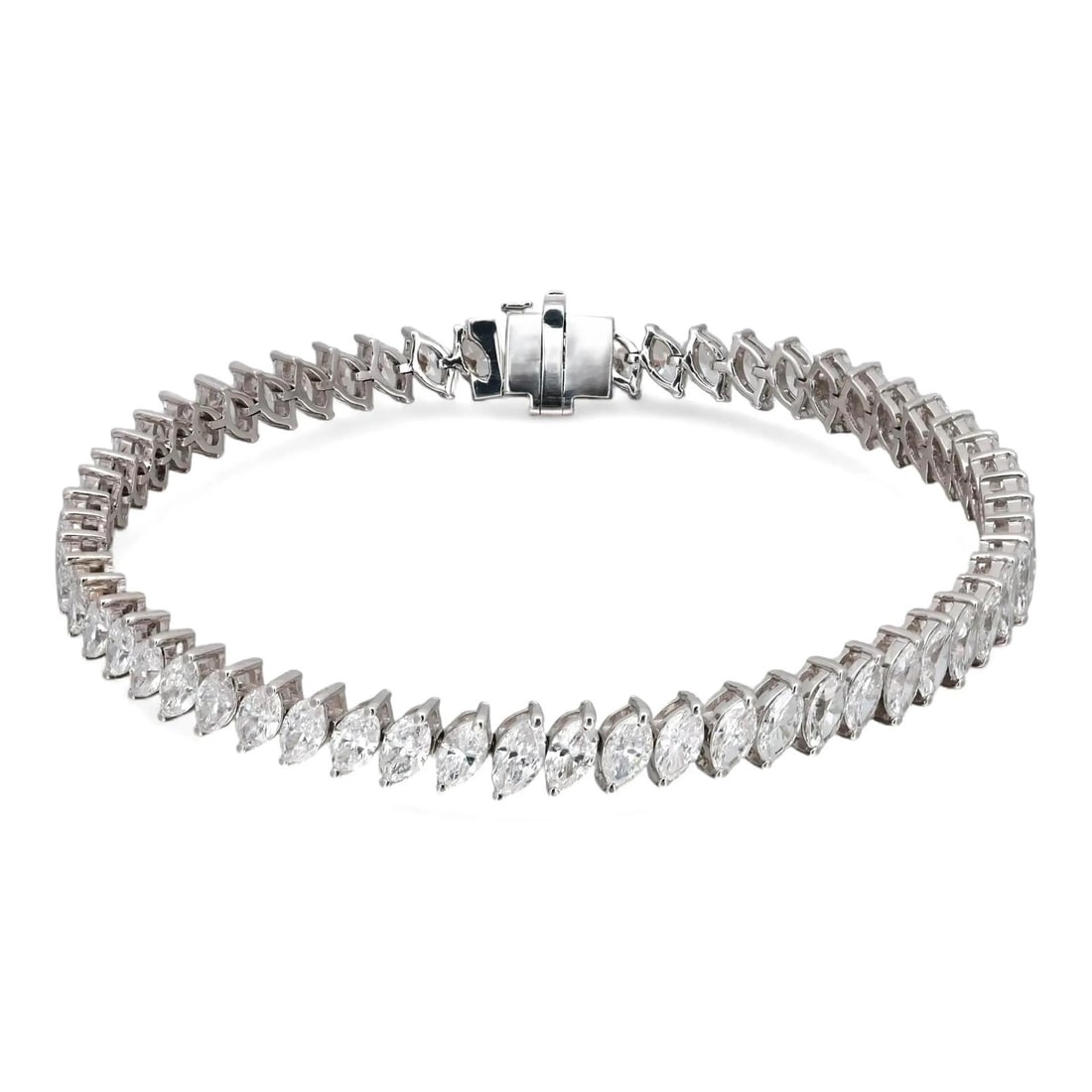 Rachel Koen 8.74Ct Marquise Cut Lab Grown Diamond Tennis Bracelet 14K White Gold (1 of 4)