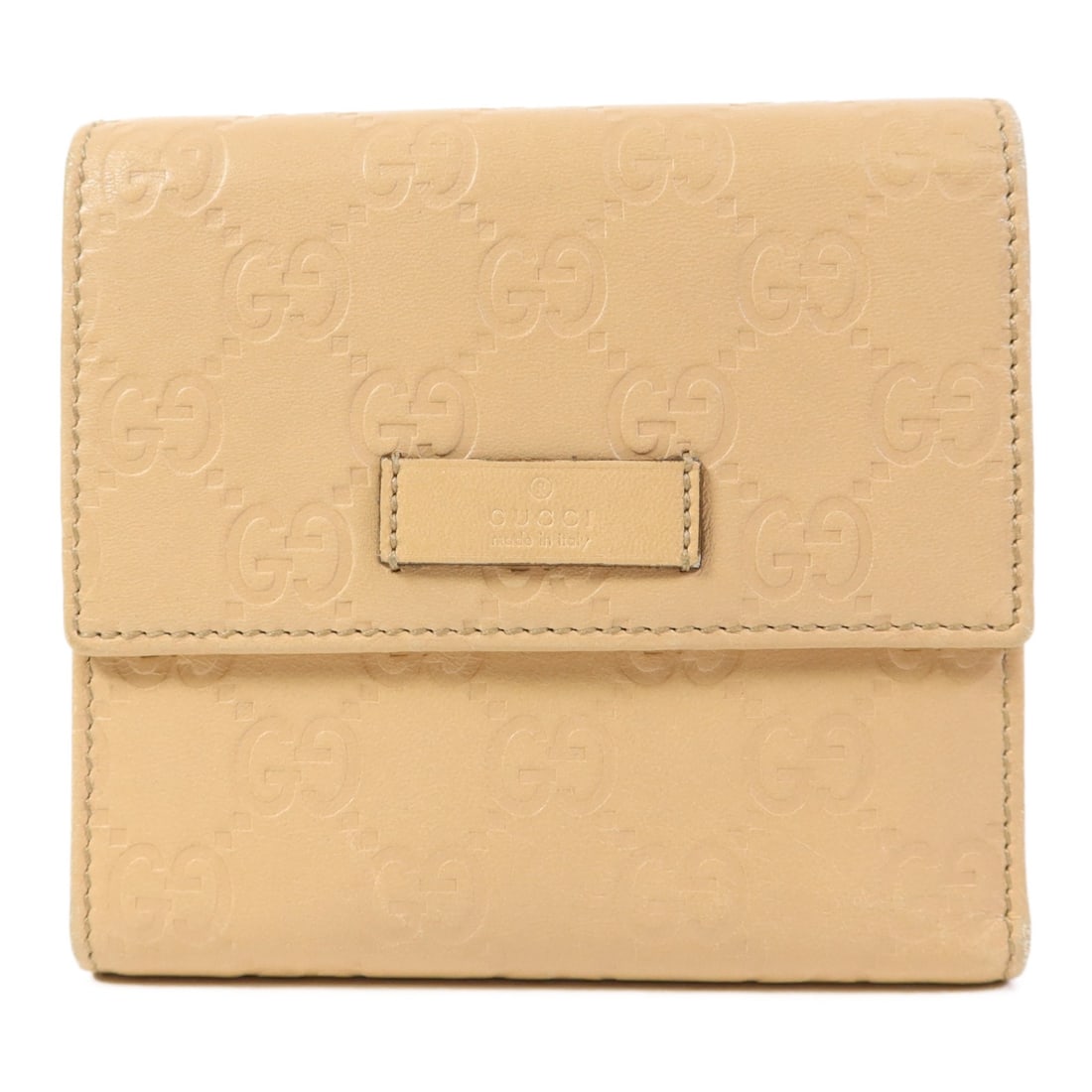 GUCCI GG Trifold Wallet Beige Calfskin Leather Italy (1 of 18)