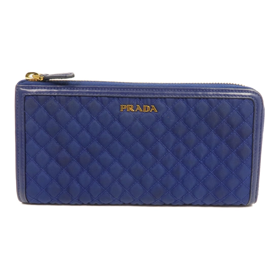PRADA GHW Blue Nylon L-Shaped Zipper Long Wallet (1 of 18)