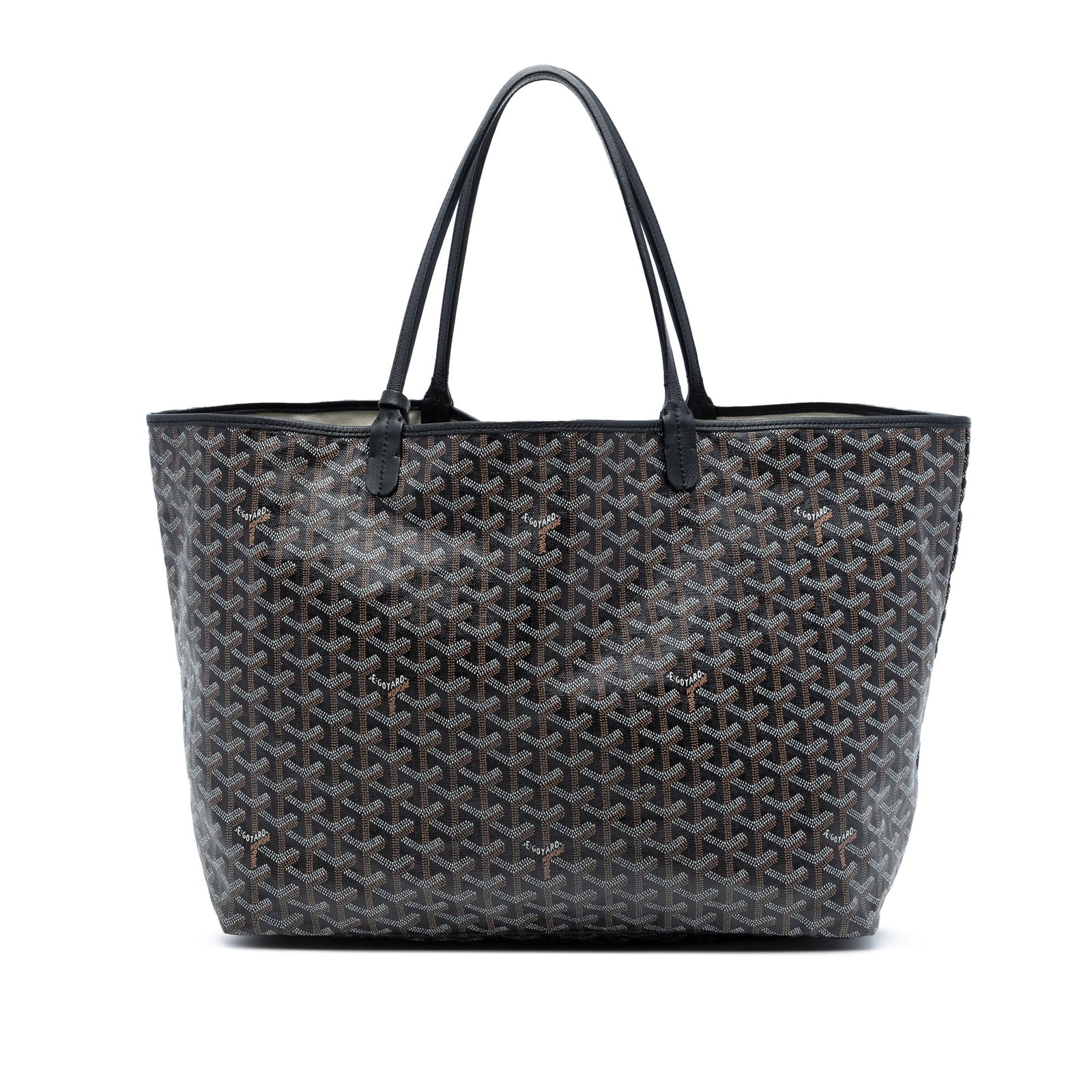 Goyard Saint Louis GM Black Coated Canvas Tote with Pouch: Goyard Saint Louis GM Black Coated Canvas Tote with Pouch The Goyardine Saint Louis GM is a sophisticated tote featuring a coated canvas body with flat leather handles for comfortable carrying. It has