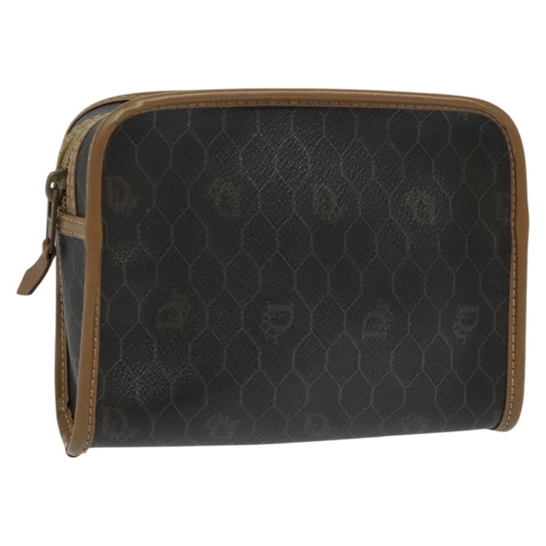Vintage Dior Honeycomb Pattern Black Zip Clutch Pouch: Vintage Dior Honeycomb Pattern Black Zip Clutch Pouch This pre-owned Christian Dior vintage Honeycomb zip pouch in black features the iconic honeycomb pattern and is designed for female use. It shows