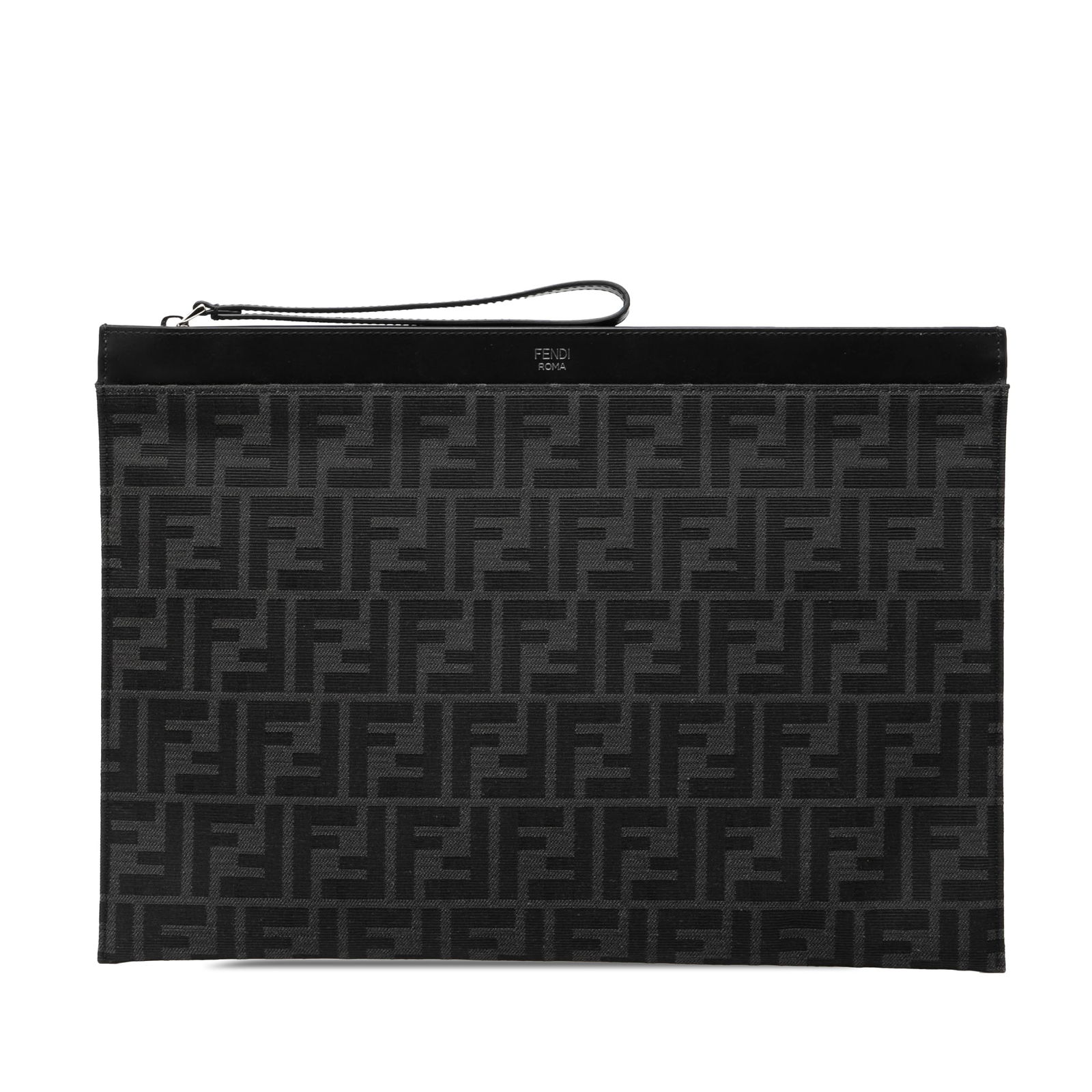 Fendi Zucca Pattern Wristlet Clutch with Leather Trim (1 of 8)