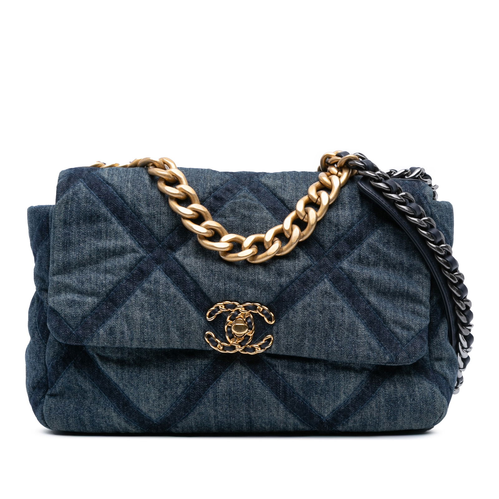 Chanel Blue Denim 19 Flap Bag with CC Twist Lock (1 of 8)