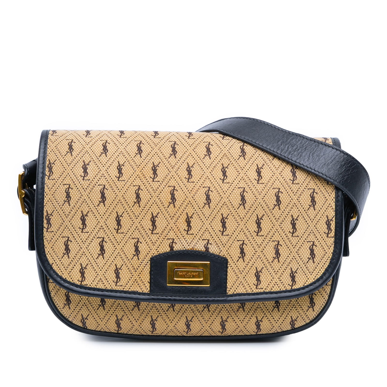 Saint Laurent Medium Canvas Monogram Crossbody Bag Italy: Saint Laurent Medium Canvas Monogram Crossbody Bag Italy Introducing the Saint Laurent Medium Canvas Monogram All Over Crossbody bag, a stylish accessory crafted from durable printed canvas with leath