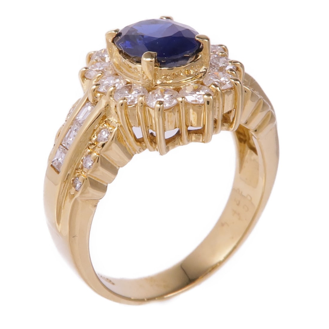 Sapphire Diamond Ring in 18K Yellow Gold Size 6 (1 of 9)