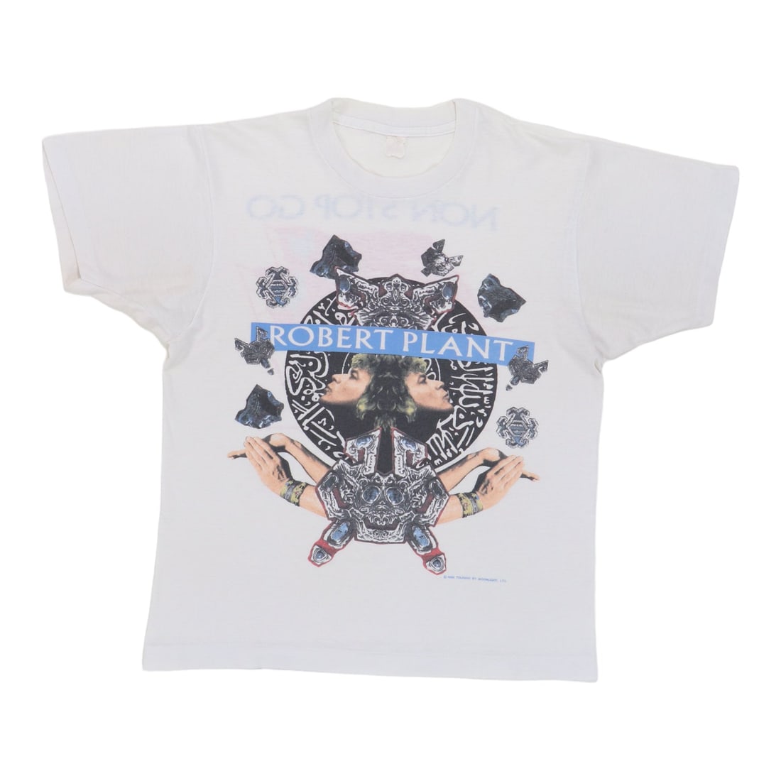 1988 Vintage Jimmy Page Robert Plant Tour Shirt White Graphics: 1988 Vintage Jimmy Page Robert Plant Tour Shirt White Graphics This original vintage 1988 Jimmy Page and Robert Plant Non Stop Go Tour Shirt is a unique collectible for fans of classic rock. Crafted f