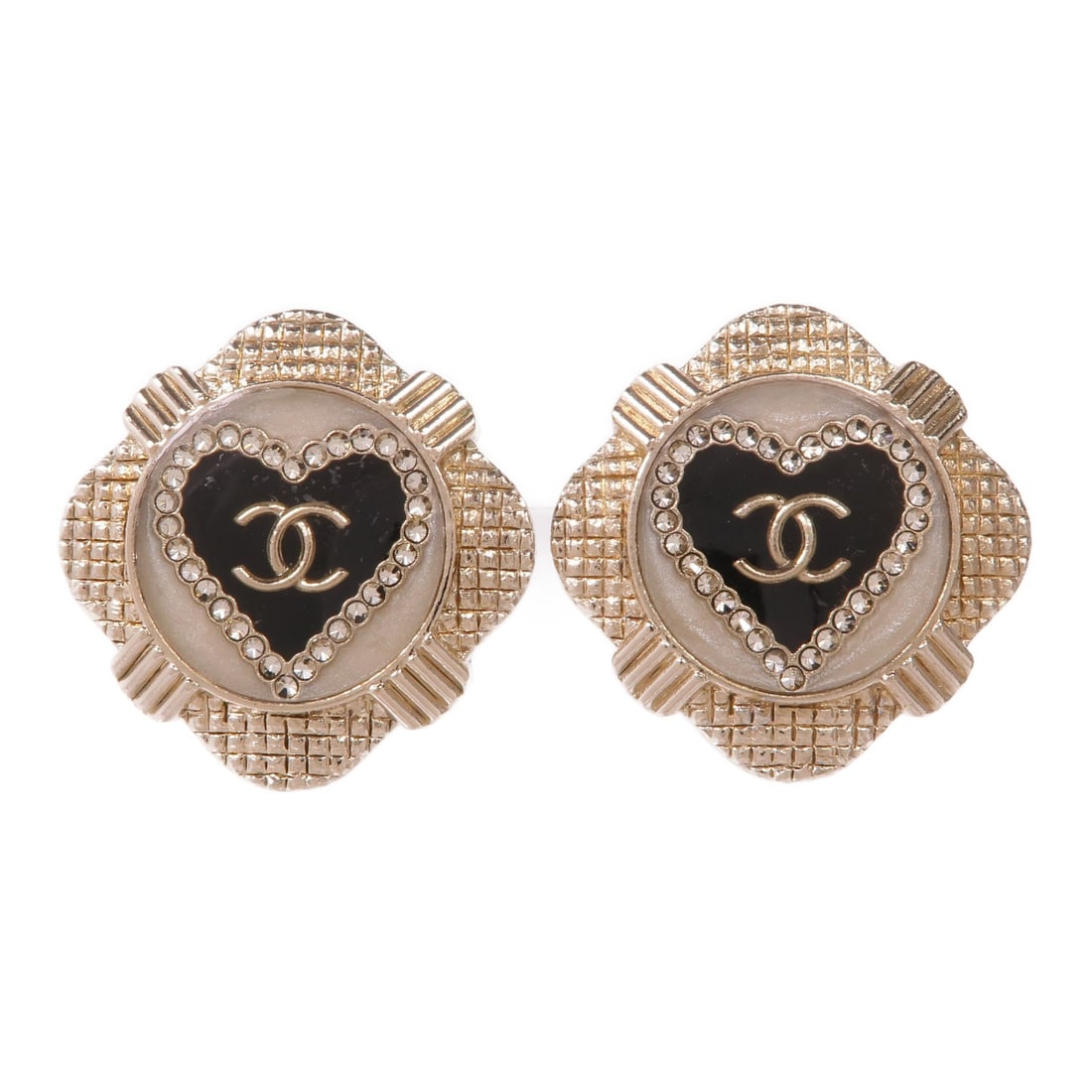 CHANEL Gold Black CC Pierced Earrings Accessories France: CHANEL Gold Black CC Pierced Earrings Accessories France Elevate your accessory collection with these stunning CHANEL CC pierced earrings. Crafted with a striking black frame, these earrings showcase