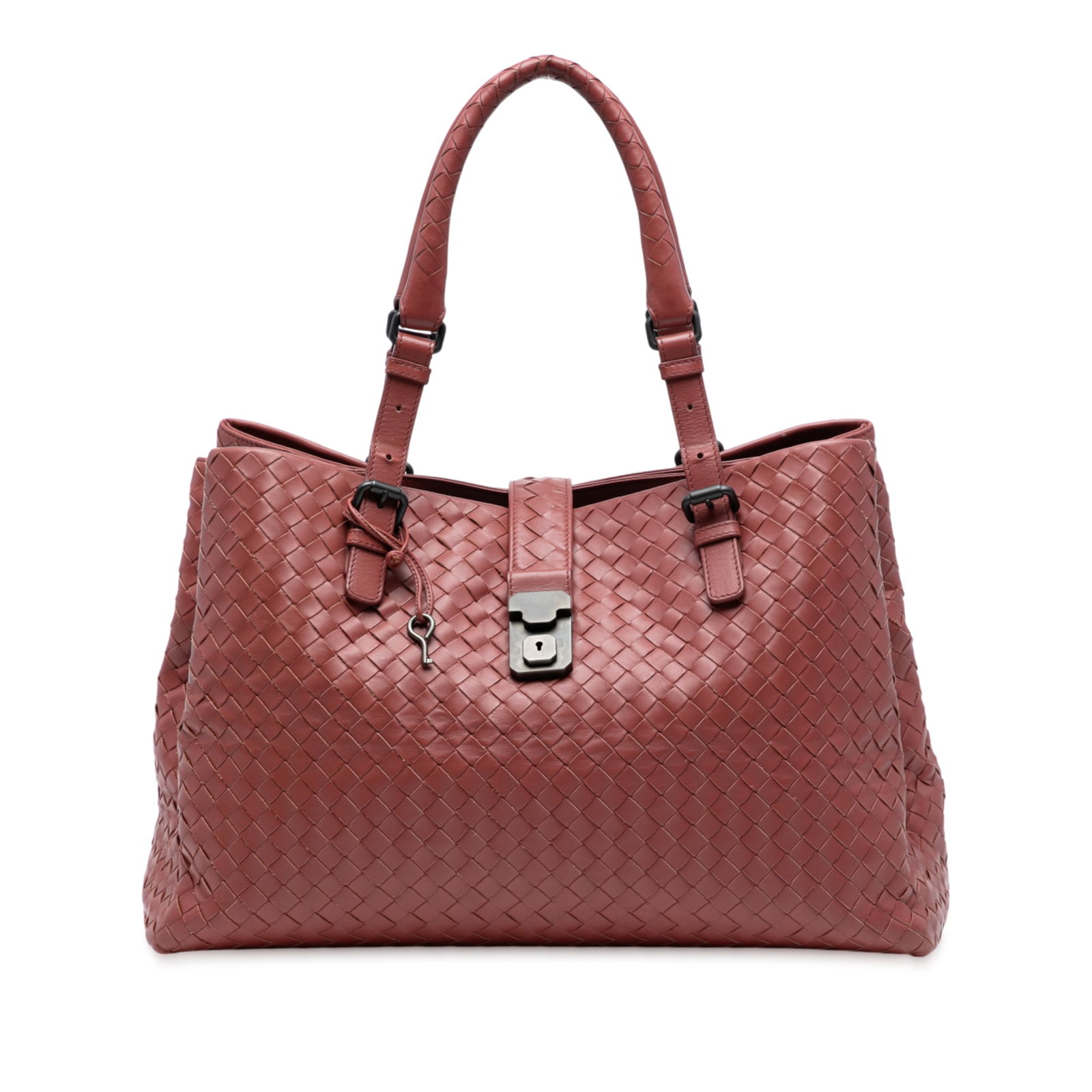 Bottega Veneta Medium Intrecciato Roma Tote Red Leather Bag (1 of 7)