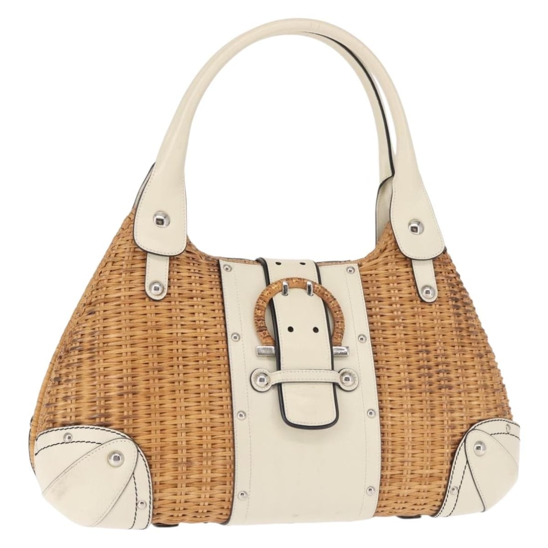 Salvatore Ferragamo Gancini Tote Bag Brown Silver Vinyl Auth Italy (1 of 18)