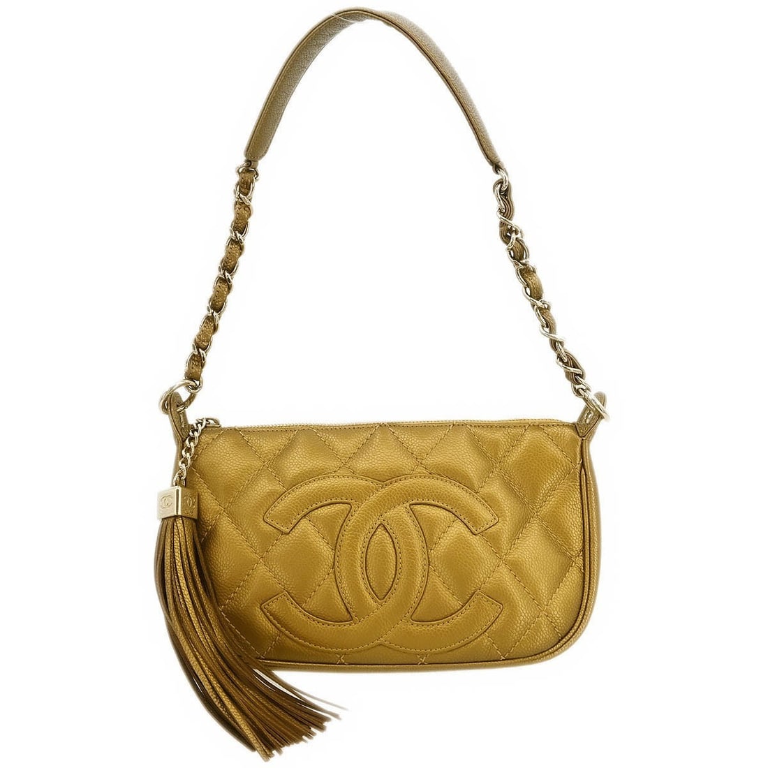 Chanel Gold Calfskin Top Handle Handbag with Inner Pockets (1 of 10)