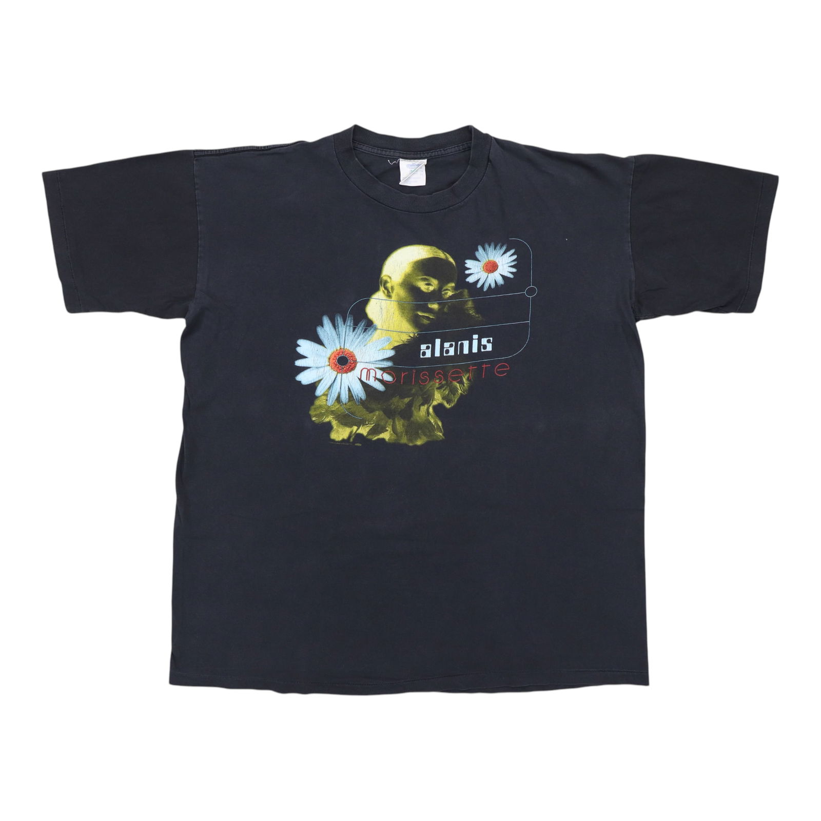 Vintage 1996 Alanis Morissette Black Cotton Shirt: Vintage 1996 Alanis Morissette Black Cotton Shirt Own a piece of music history with this original vintage 1996 Alanis Morissette shirt. This true vintage item features striking front and back graphics