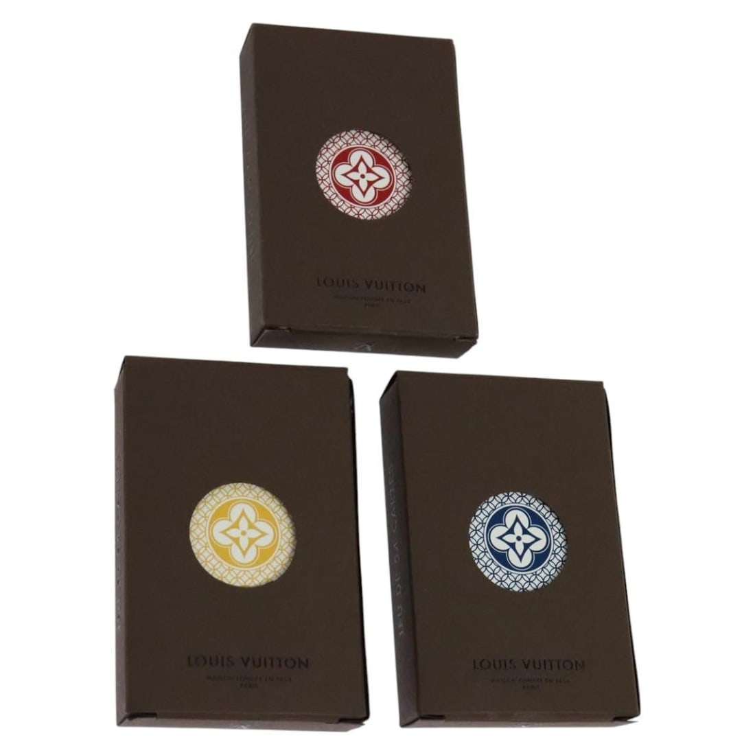 LOUIS VUITTON Set of 3 Playing Cards Red Blue Yellow Authentic (1 of 18)