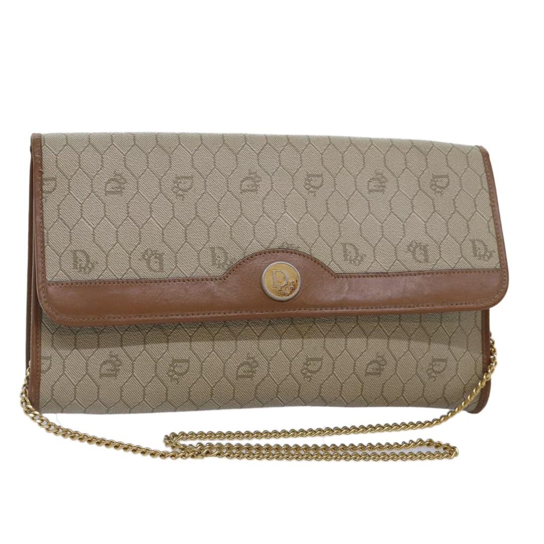 Beige Honeycomb Shoulder Bag by Christian Dior Vintage Collection: Beige Honeycomb Shoulder Bag by Christian Dior Vintage Collection This pre-owned Christian Dior shoulder bag features a classic beige honeycomb chain design. The bag is intended for female use and is