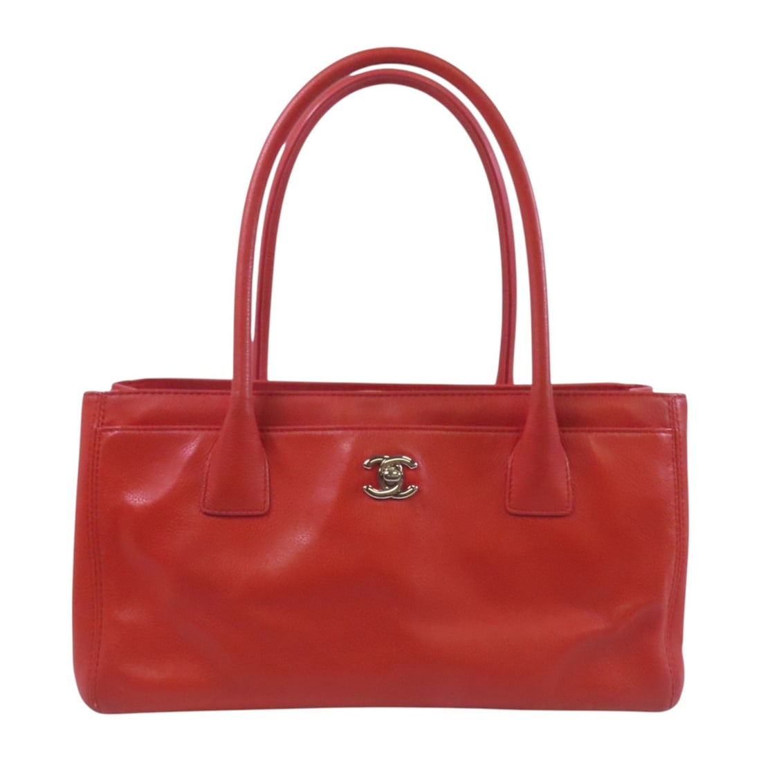 CHANEL CC Shoulder Bag Red Calfskin Leather France (1 of 18)
