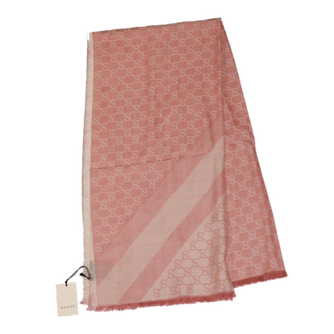 GUCCI Pink Wool GG Canvas Scarf Made in France (1 of 7)