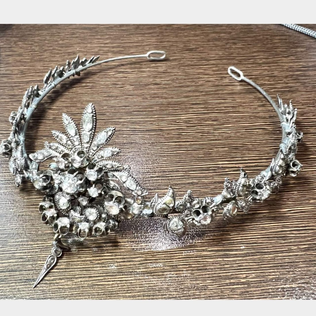 Victorian Silver Tiara with 12.00 Ct Rose-Cut Diamonds (1 of 1)