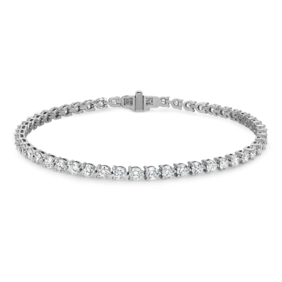 Rachel Koen 14K White Gold 5.00ct Lab Grown Diamond Tennis Bracelet: Rachel Koen 14K White Gold 5.00ct Lab Grown Diamond Tennis Bracelet This exquisite tennis bracelet from Rachel Koen showcases a stunning array of three prong set round brilliant cut lab grown diamonds