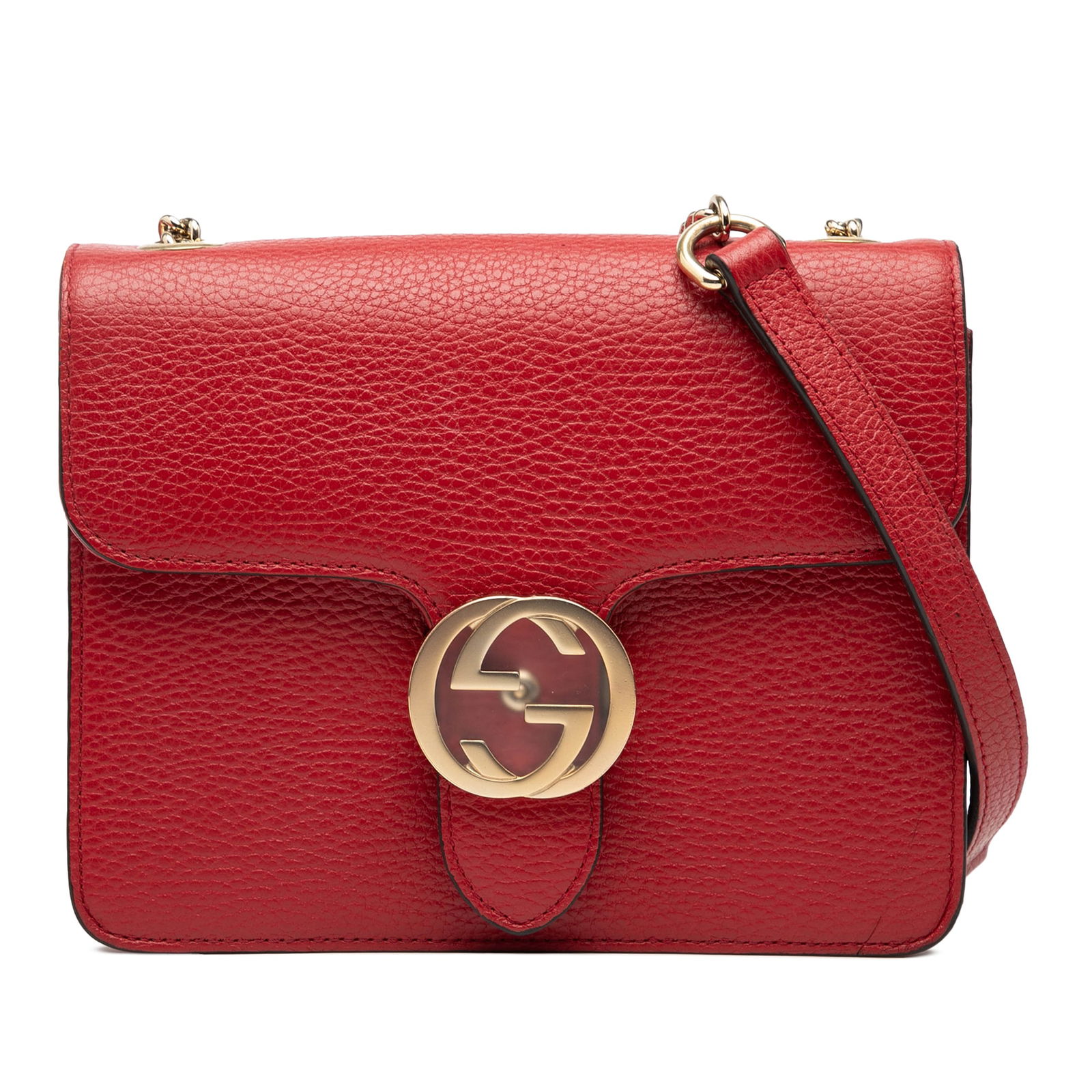 Gucci Interlocking G Small Red Leather Crossbody Bag with Chain Strap (1 of 7)