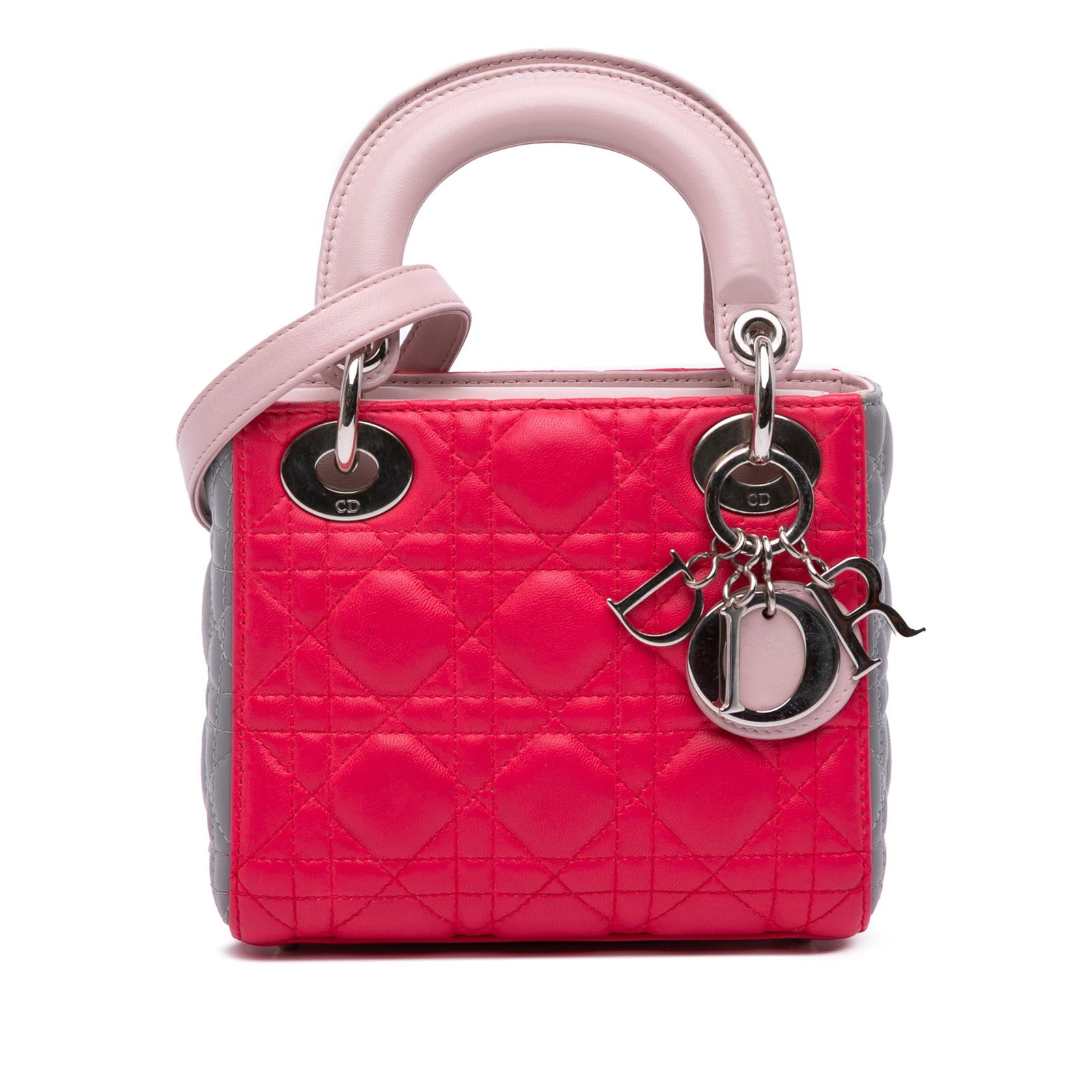 Dior Mini Tricolor Lambskin Cannage Lady Dior Pink Handbag (1 of 11)