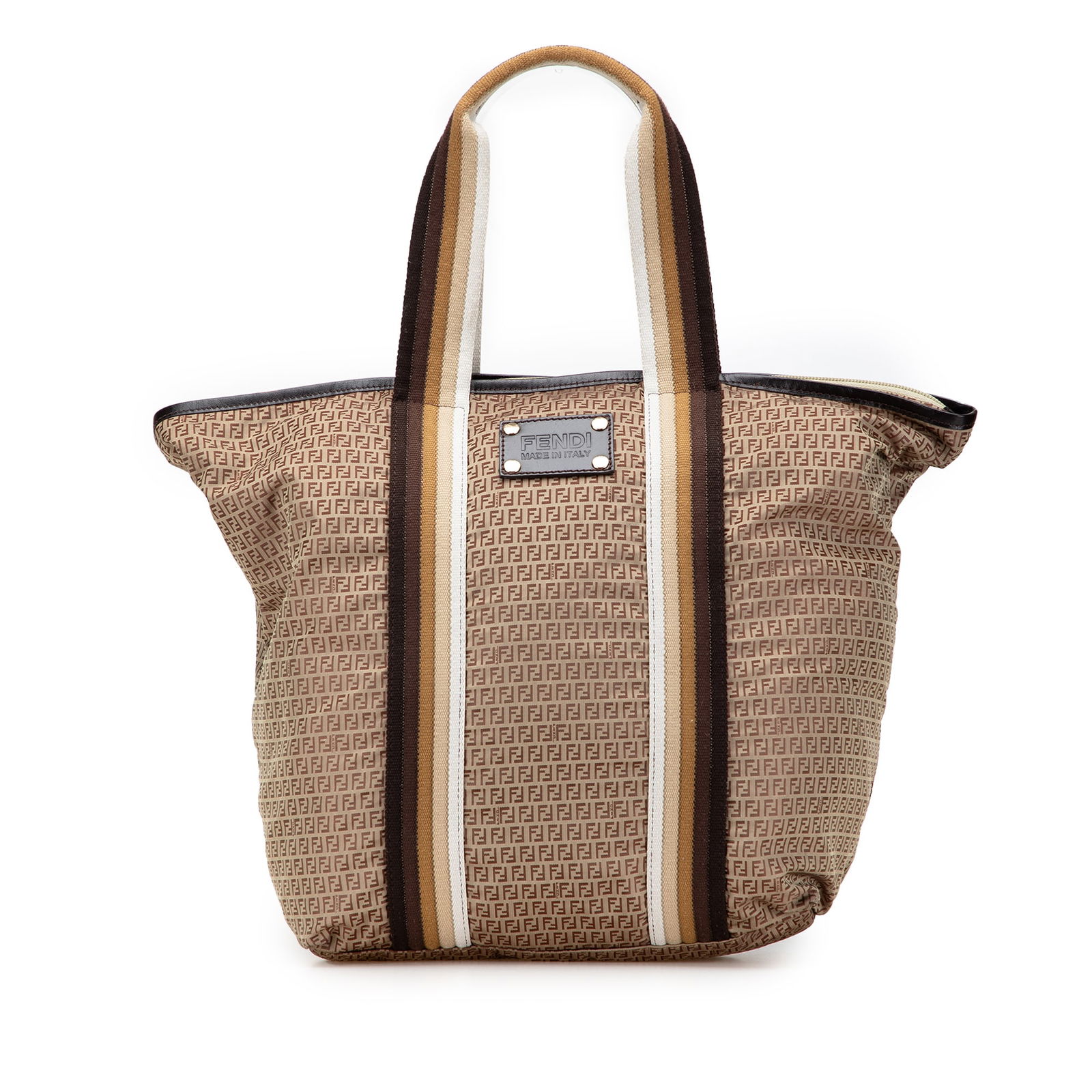 Fendi Micro Zucchino Brown Nylon Tote Bag with Zip Pouch (1 of 11)