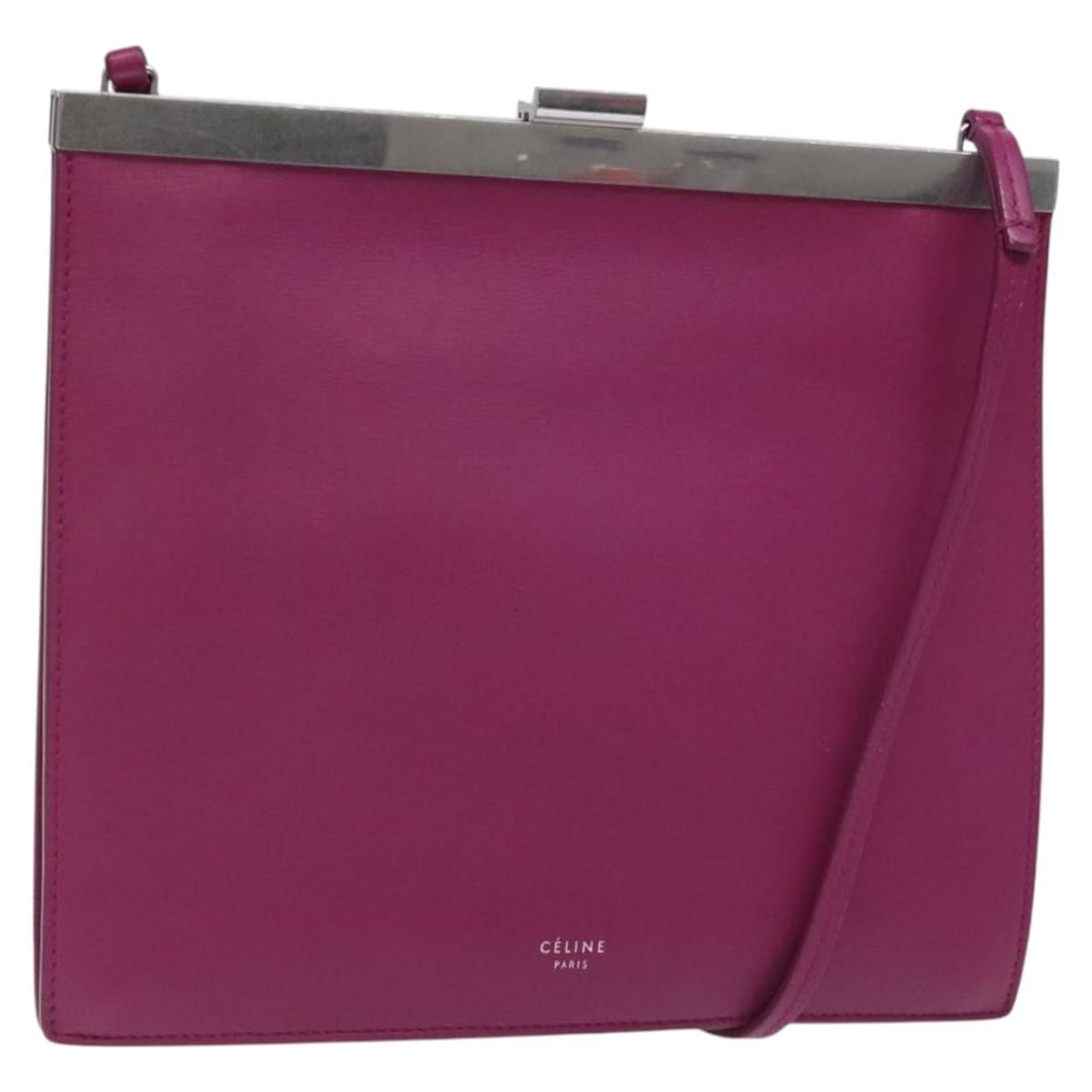 Purple Clasp Crossbody Purse by Celine for Women: Purple Clasp Crossbody Purse by Celine for Women This Celine Clasp Crossbody Bag is crafted in a striking purple color, designed for women. The bag features a shoulder strap, metal fittings, and multi