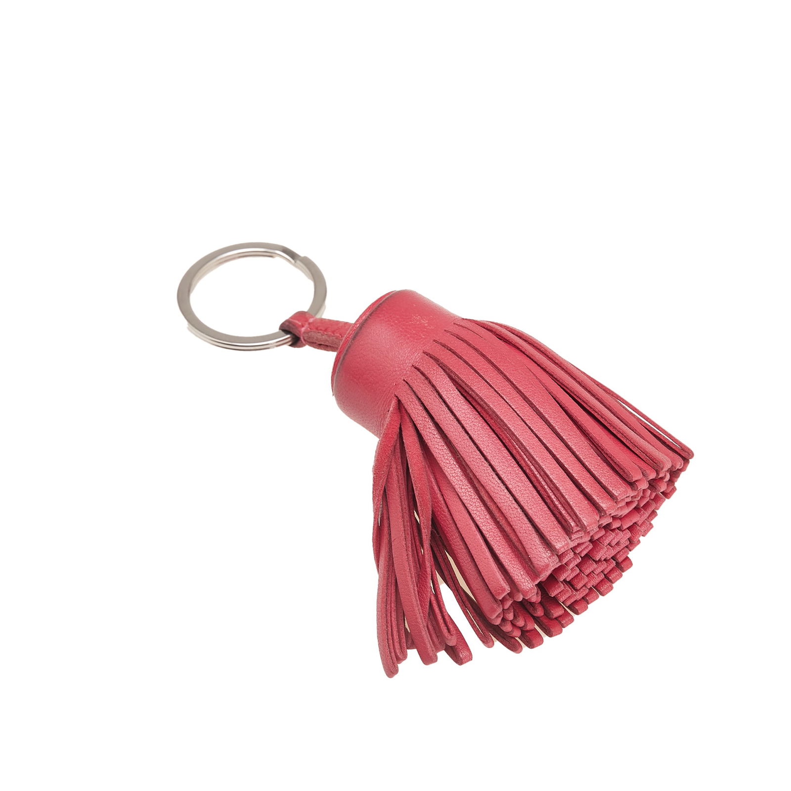 Hermes Milo Lambskin Pink Carmen Key Ring with Silver Tone: Hermes Milo Lambskin Pink Carmen Key Ring with Silver Tone Introducing the Hermes Milo Lambskin Carmen Key Ring, a stylish accessory that combines functionality with elegance. Crafted from soft pink l