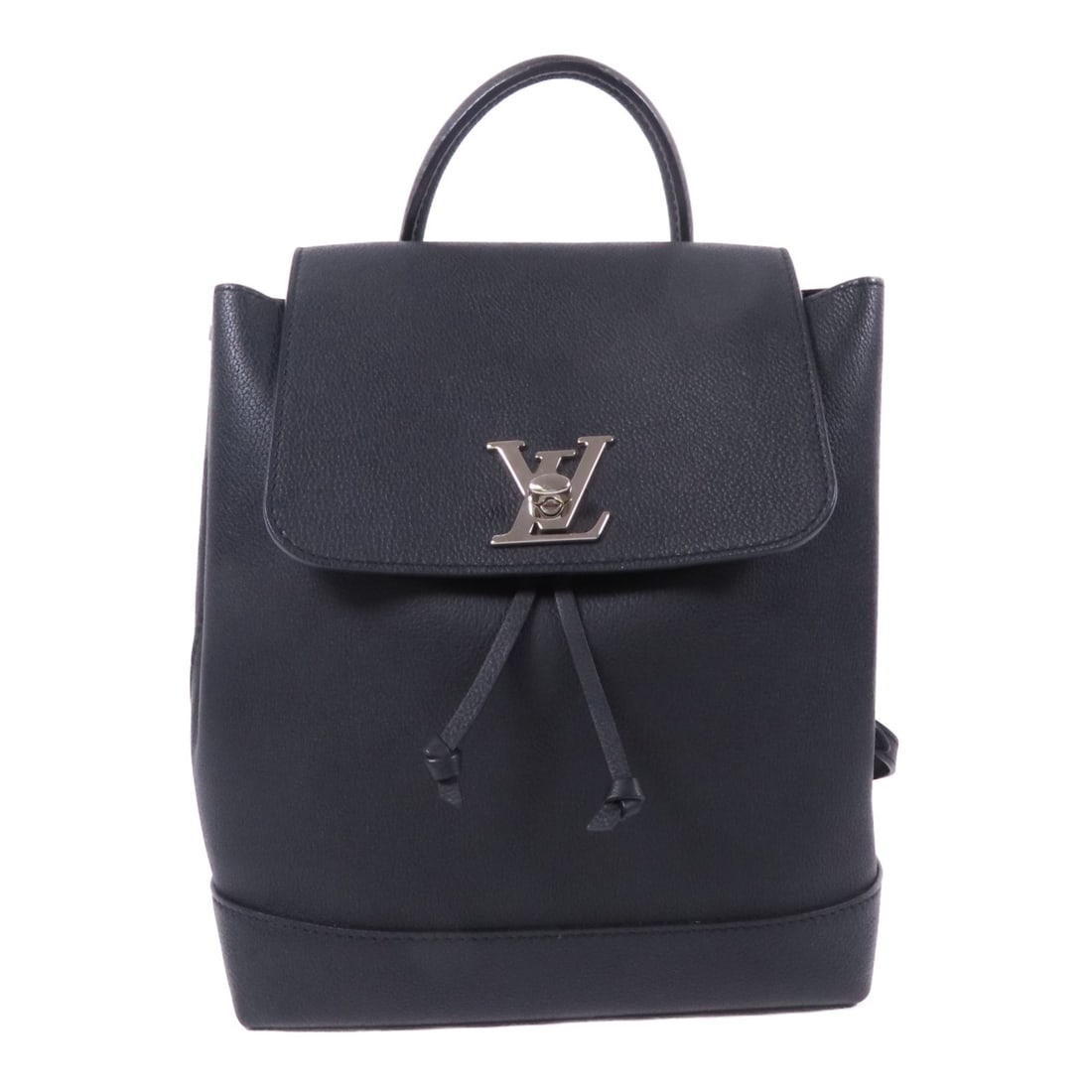 Louis Vuitton Lock Me Black Calfskin Backpack M41815: Louis Vuitton Lock Me Black Calfskin Backpack M41815 This stylish Louis Vuitton Lock Me Backpack is crafted from luxurious calfskin leather in a sophisticated black hue. Designed as a rucksack backpac