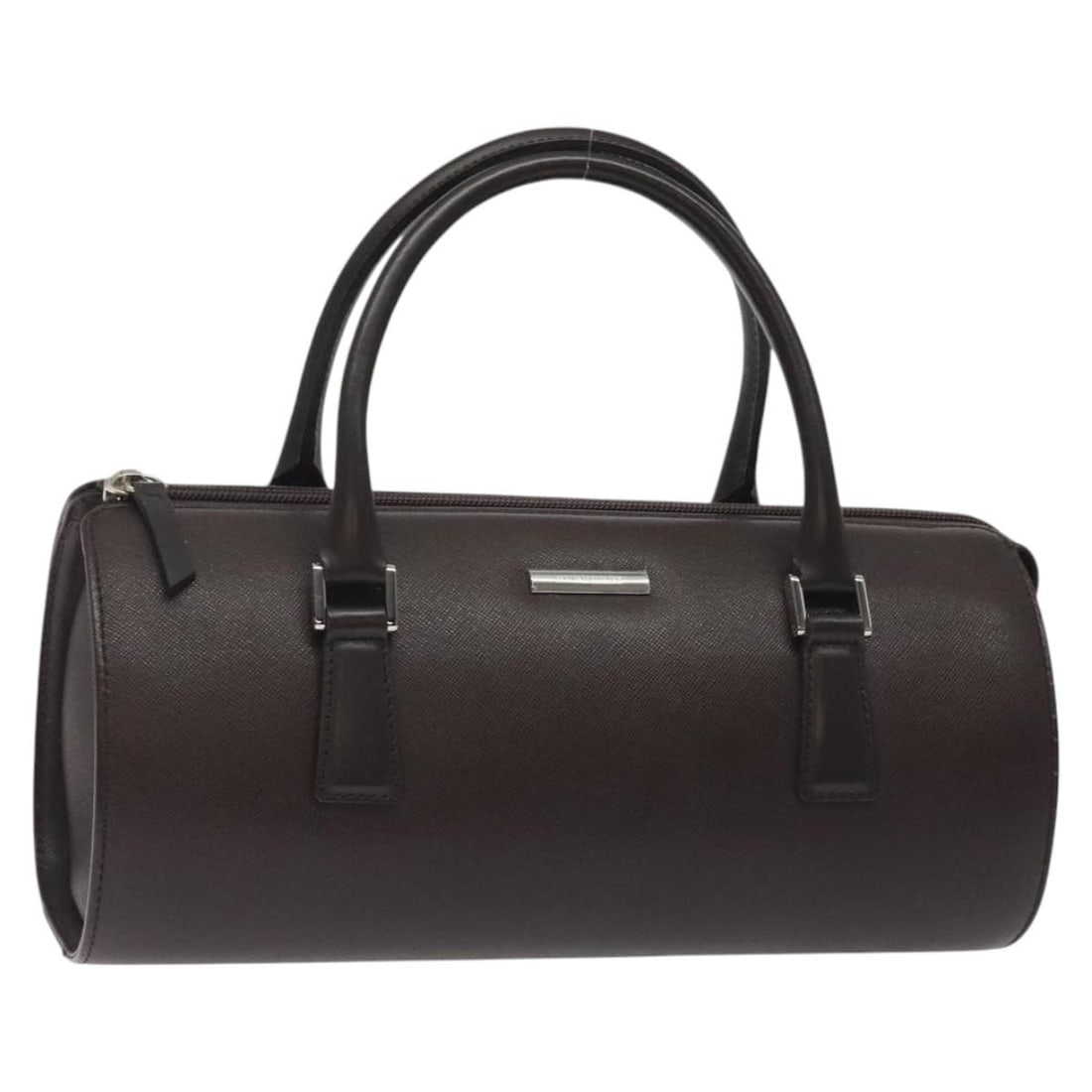 BURBERRY Leather Hand Bag Silver Brown Authentic AM8636 (1 of 18)