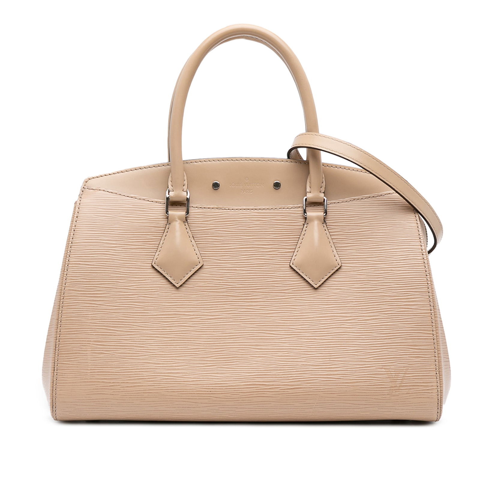 Louis Vuitton Soufflot MM Epi Leather Brown Satchel with Strap: Louis Vuitton Soufflot MM Epi Leather Brown Satchel with Strap This Louis Vuitton Epi Soufflot MM satchel showcases the iconic epi leather in brown, featuring rolled leather handles, a detachable flat