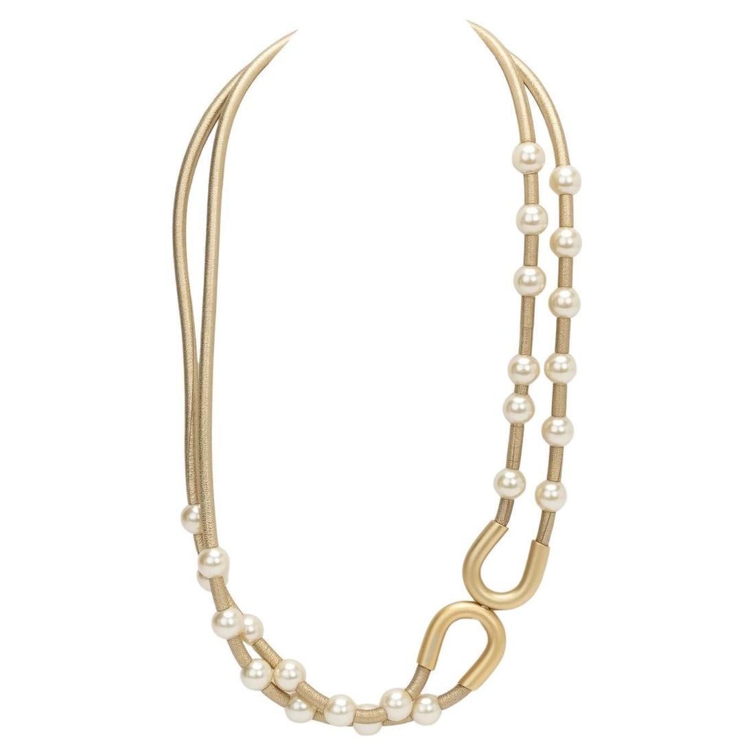 Chanel 2001 Cruise Collection Leather Pearl Belt Necklace Gold Tone (1 of 4)