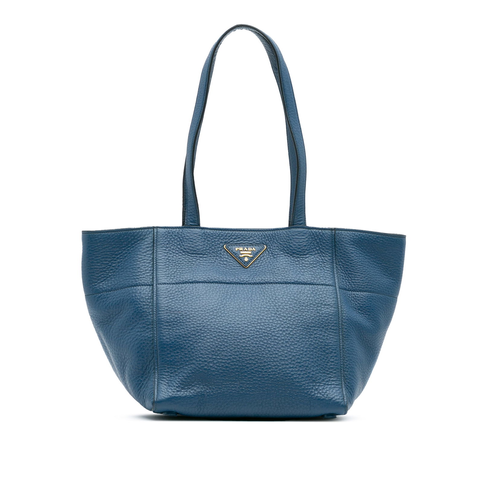 Prada Vitello Daino Blue Leather Tote Bag with Magnetic Closure (1 of 11)